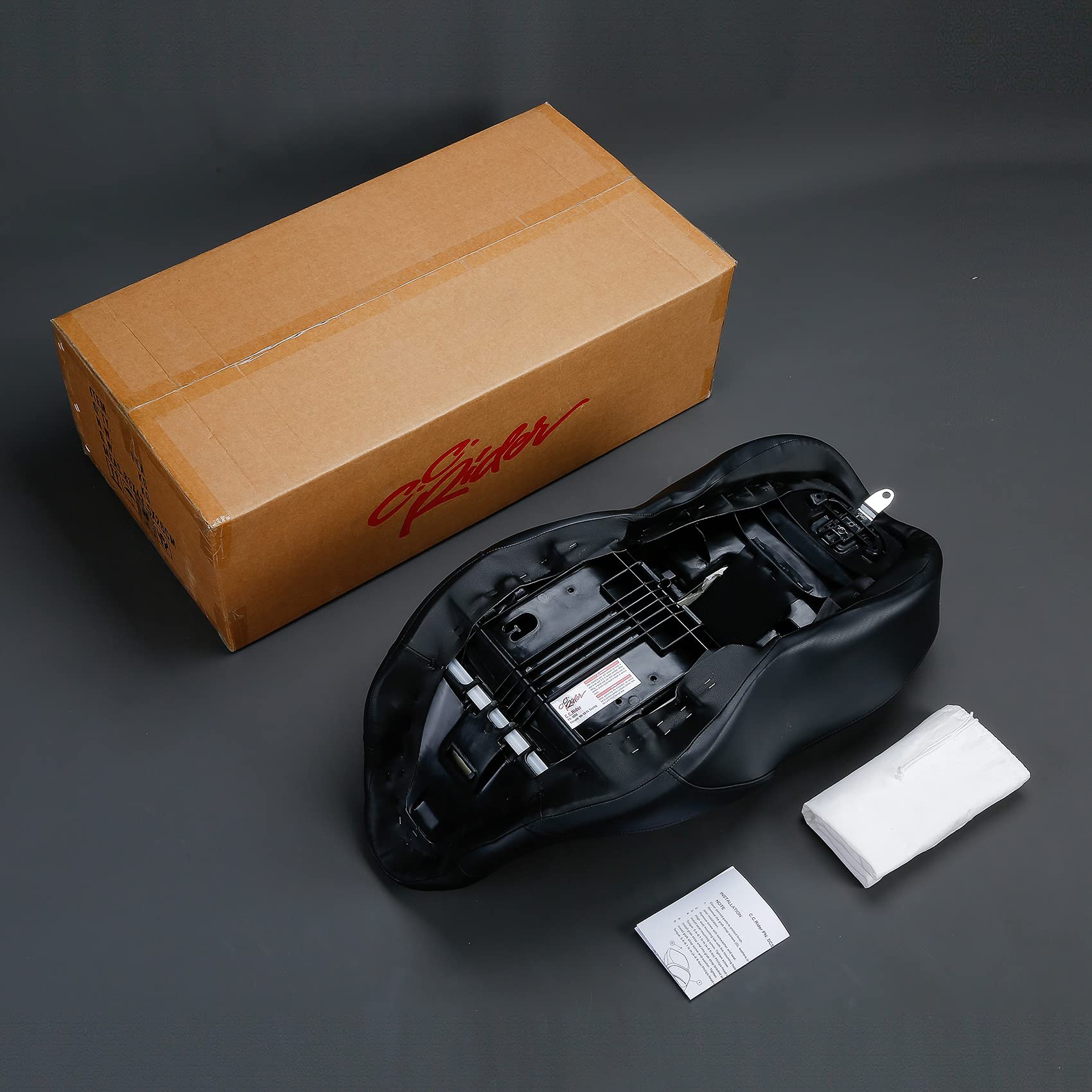 **C.C. RIDER Motorcycle Passenger Seat for Harley Touring Models (2009-2023) – Universal Fit for Road King FLHR, Street Glide FLHX, Road Glide FLTRX & Electra Glide FLHT – Comfortable 2-Up One-Piece Design with Bagger Comb Straps – Perfect for Long Rides & Road Trips**