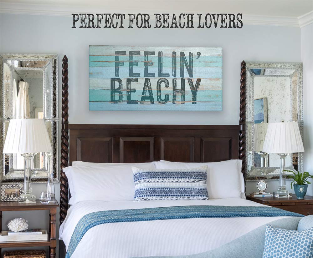 24x48 Wood Style Look Stretched Canvas Print - Coastal Beach Wall Art for Home Decor | Nautical Themed Living Room, Bedroom & Outdoor Beach Display | Perfect for Beach Houses, Summer Parties & Ocean Inspired Interiors