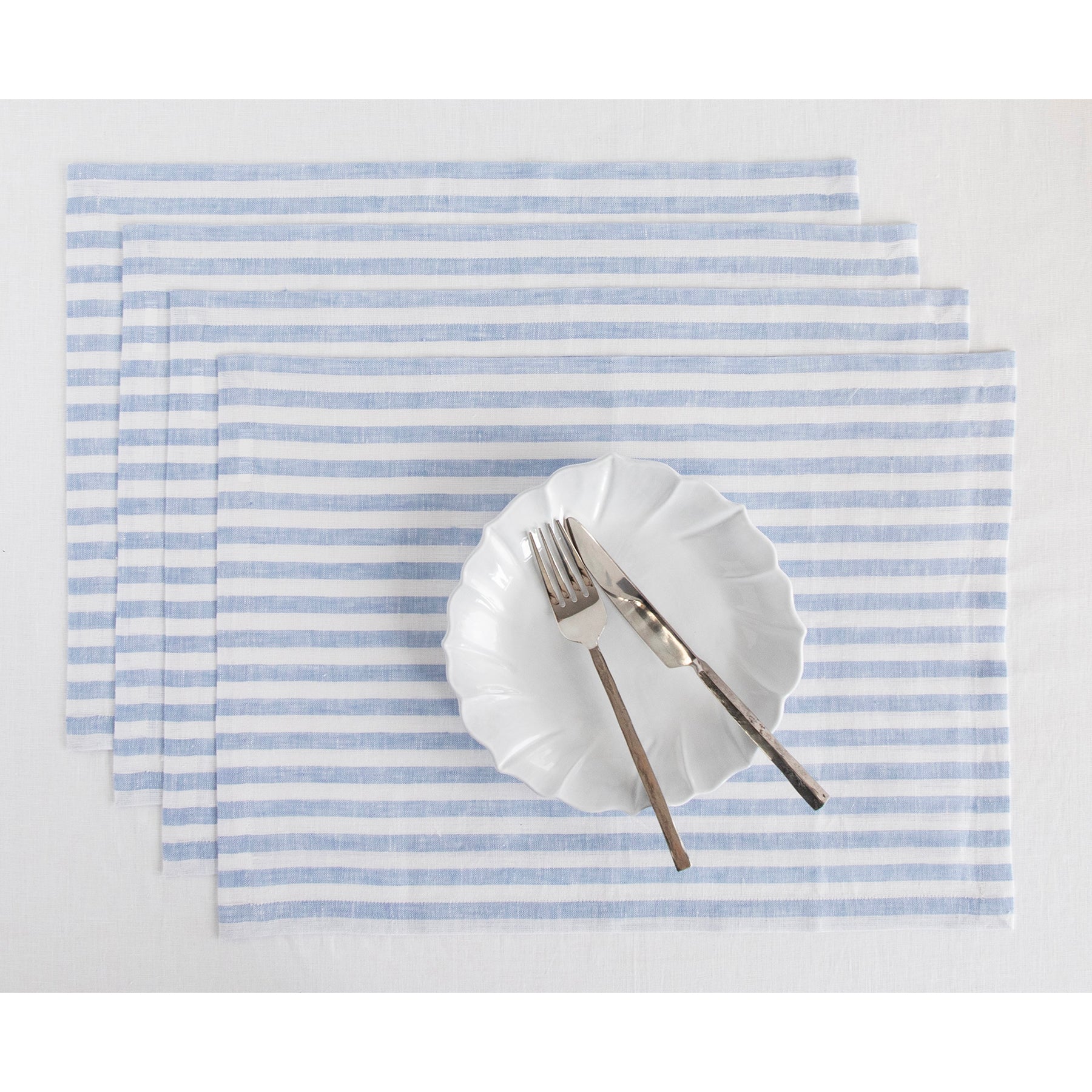 Amalfi Stripe Cotton Placemats Set of 6 - Waterproof & Washable Table Mats for Dining, Kitchen, and Party Decor - Elegant Italian-Inspired Table Setting Accessories