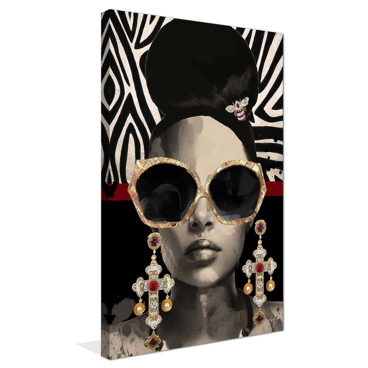 Jodi Print Afrique Model 4 Canvas Wall Art - African Inspired Home Decor for Living Room, Bedroom & Office