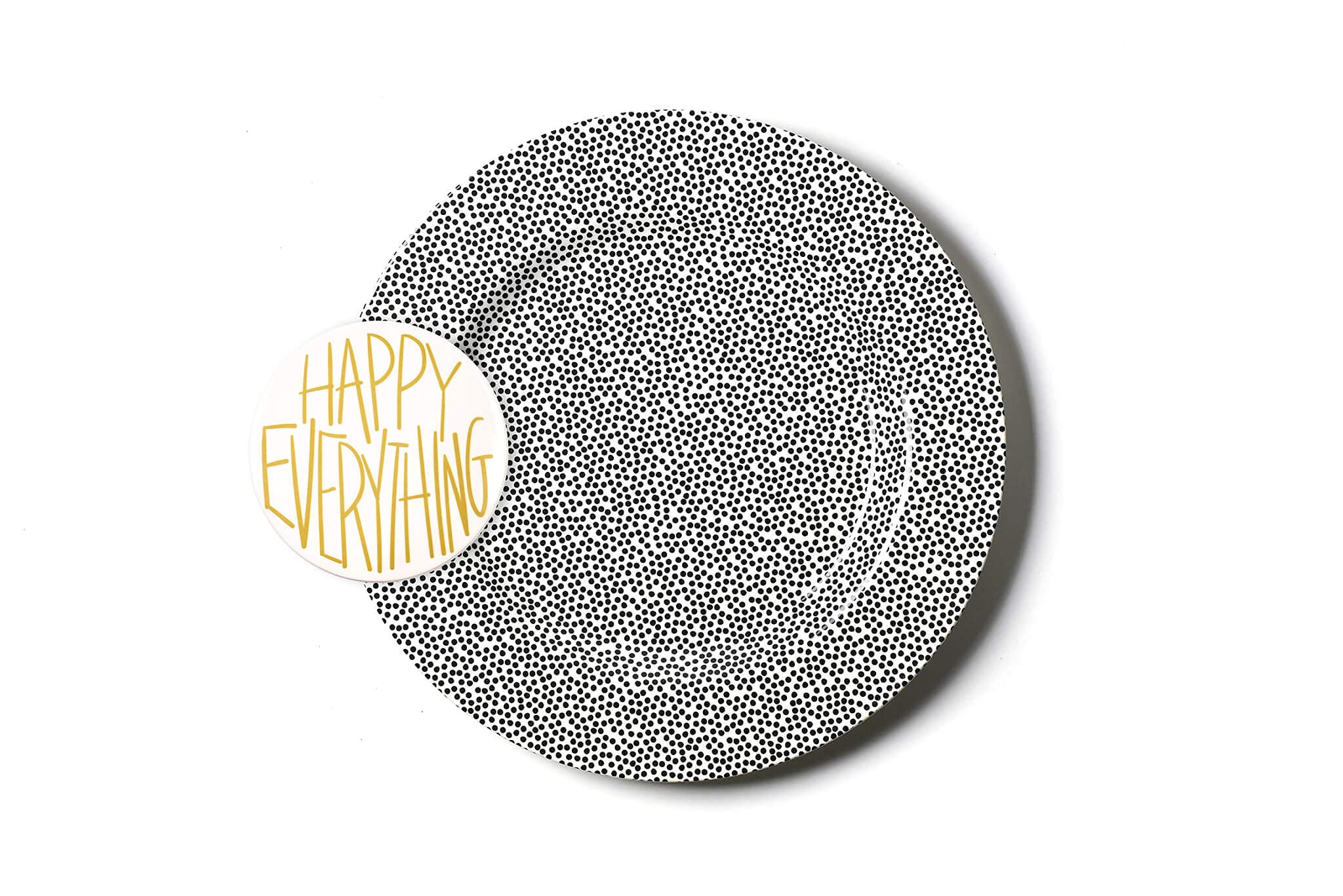 Happy Everything Black Small Dot Big Entertaining Platter - Stylish Serving Tray for Parties, Events & Home Decor - Perfect for Appetizers, Desserts & Charcuterie Boards