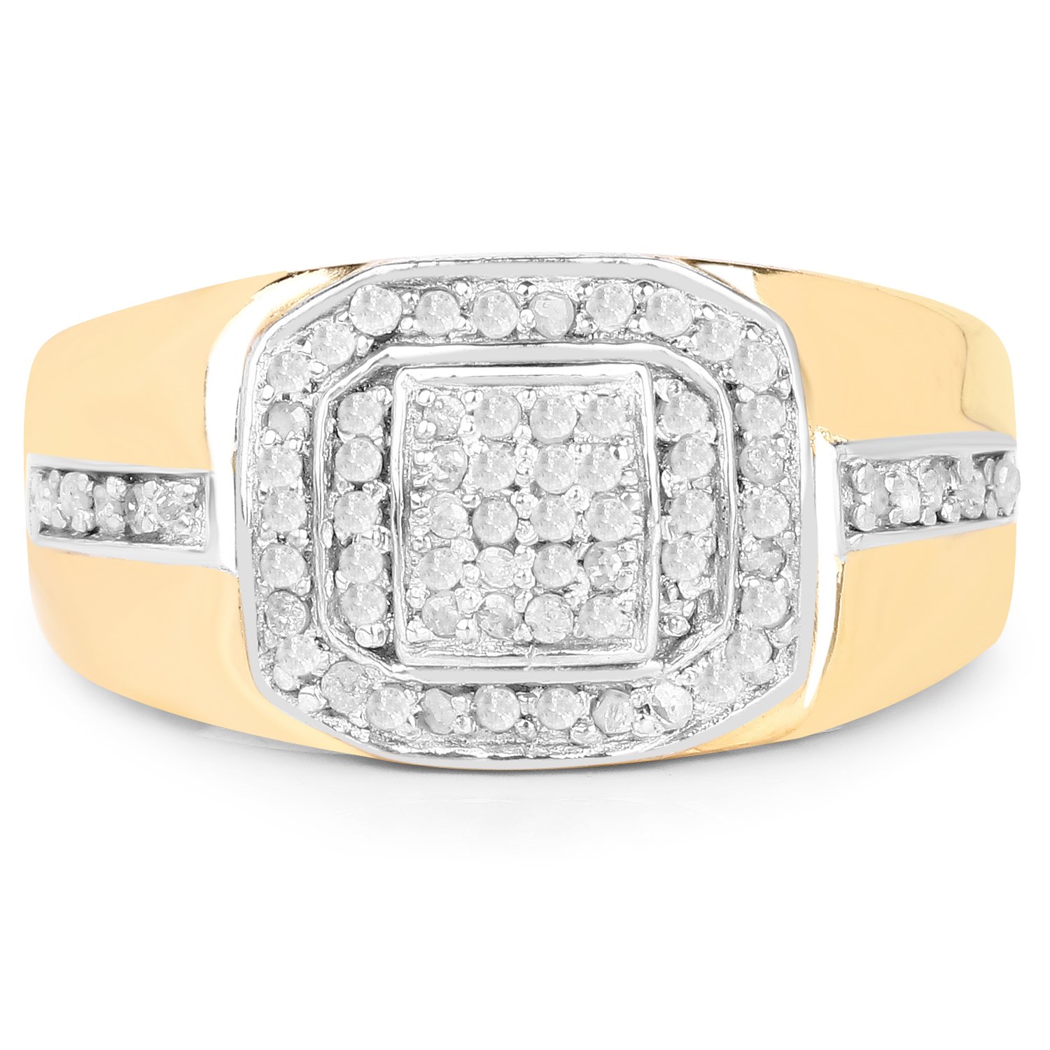 14K Yellow Gold Plated 0.29ct Genuine White Diamond 925 Sterling Silver Ring for Women - Elegant Wedding, Engagement & Anniversary Jewelry Gift