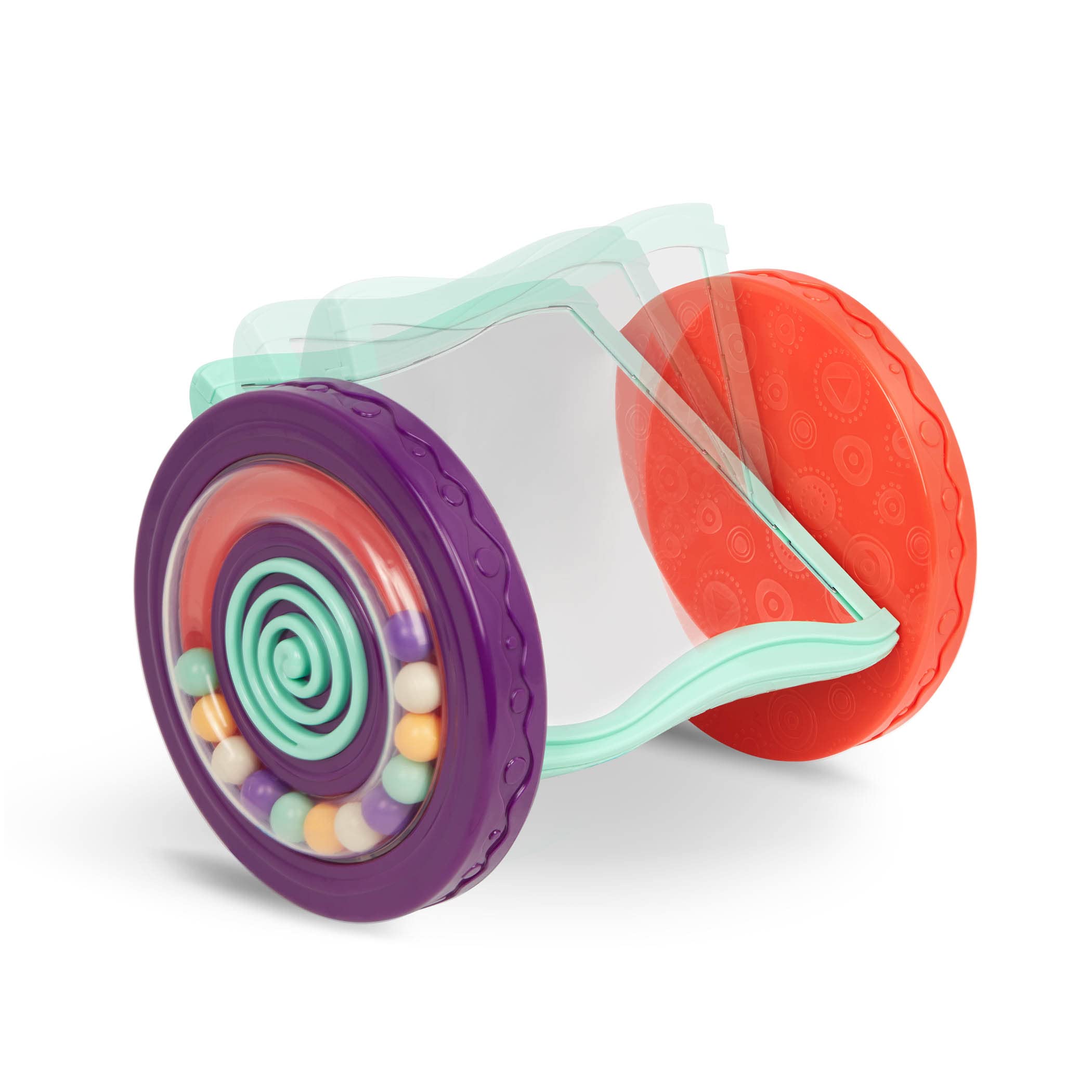 B. Toys Baby Mirror with Rolling Sensory Wheels - Interactive Tummy Time & Crawling Toy for Infants 0+ Months - Early Learning Developmental Toy for Sensory Play, Motor Skills & Baby Exploration