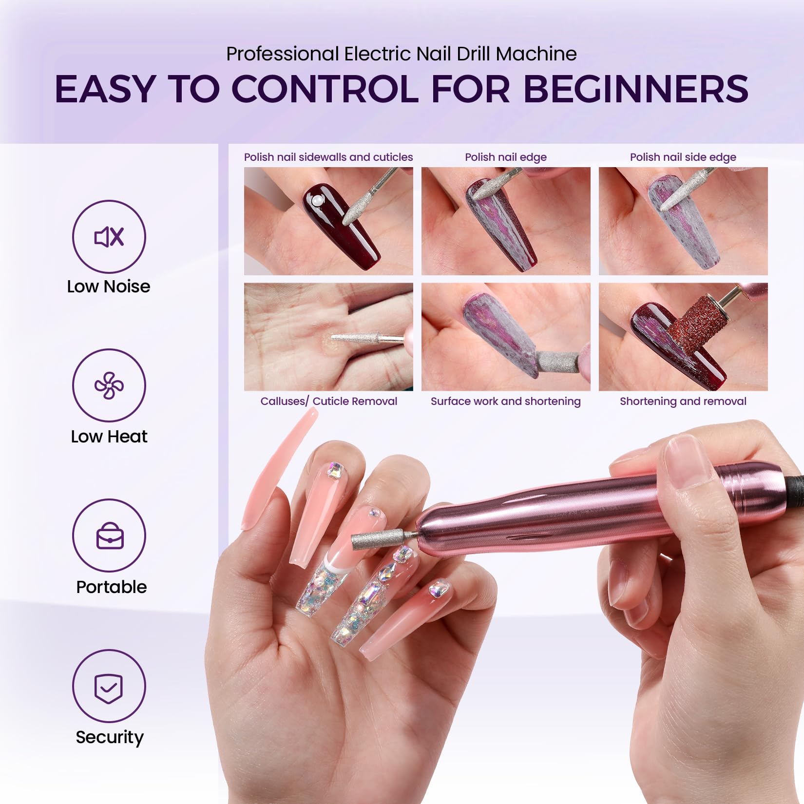 30 Colors Dip Powder Nail Starter Kit - Nude Pink Glitter Dipping Powder Set with Nail Drill for Professional Salon & Home Manicures