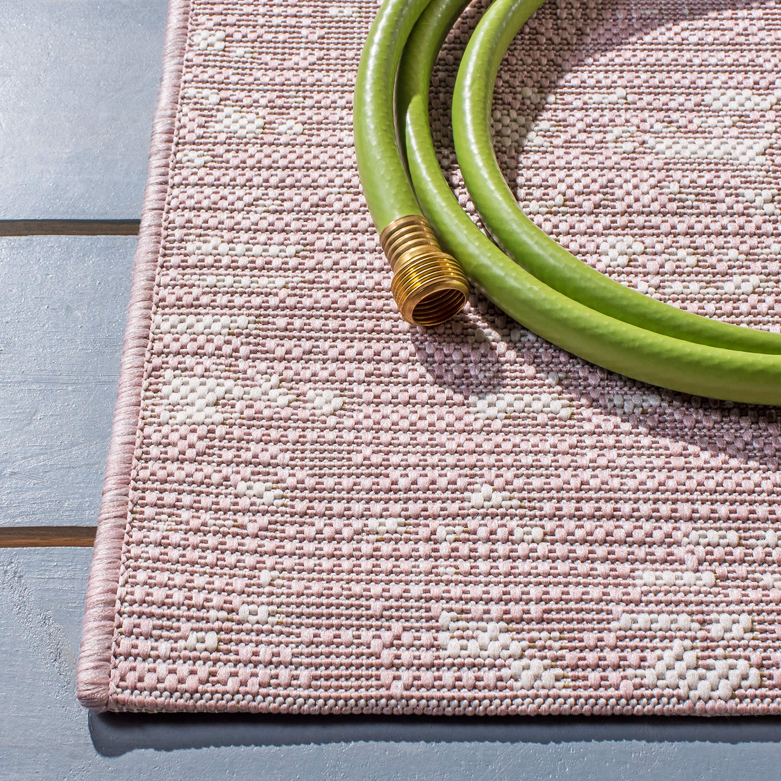 SAFAVIEH Courtyard Collection 9' x 12' Pink & Ivory Indoor Outdoor Rug - Waterproof, Easy Clean, Non-Slip - Perfect for Patio, Backyard, Mudroom, Deck & Poolside (CY8451)