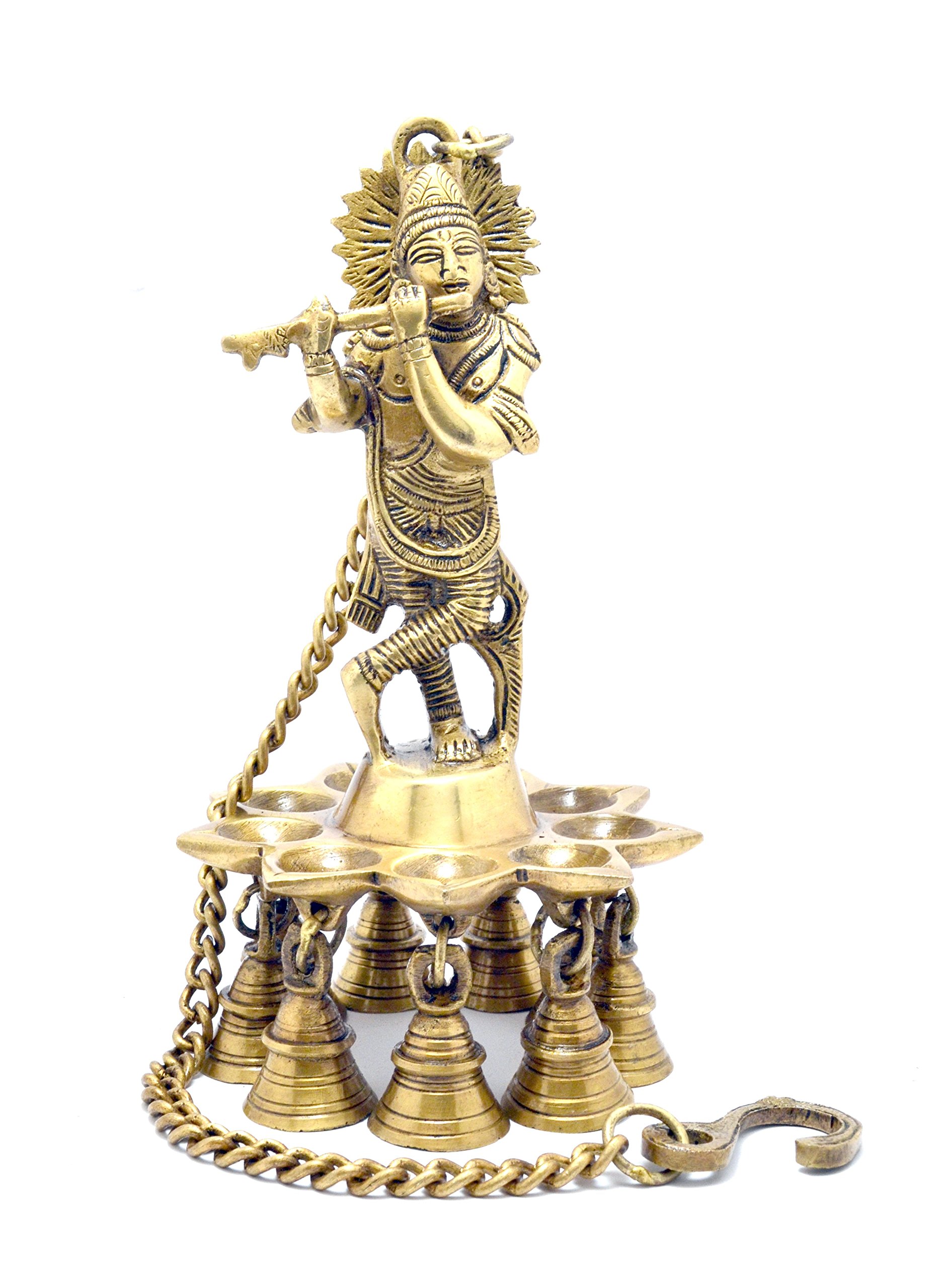 Krishna Brass Hanging Diya - Home Decor for Festivals & Pooja