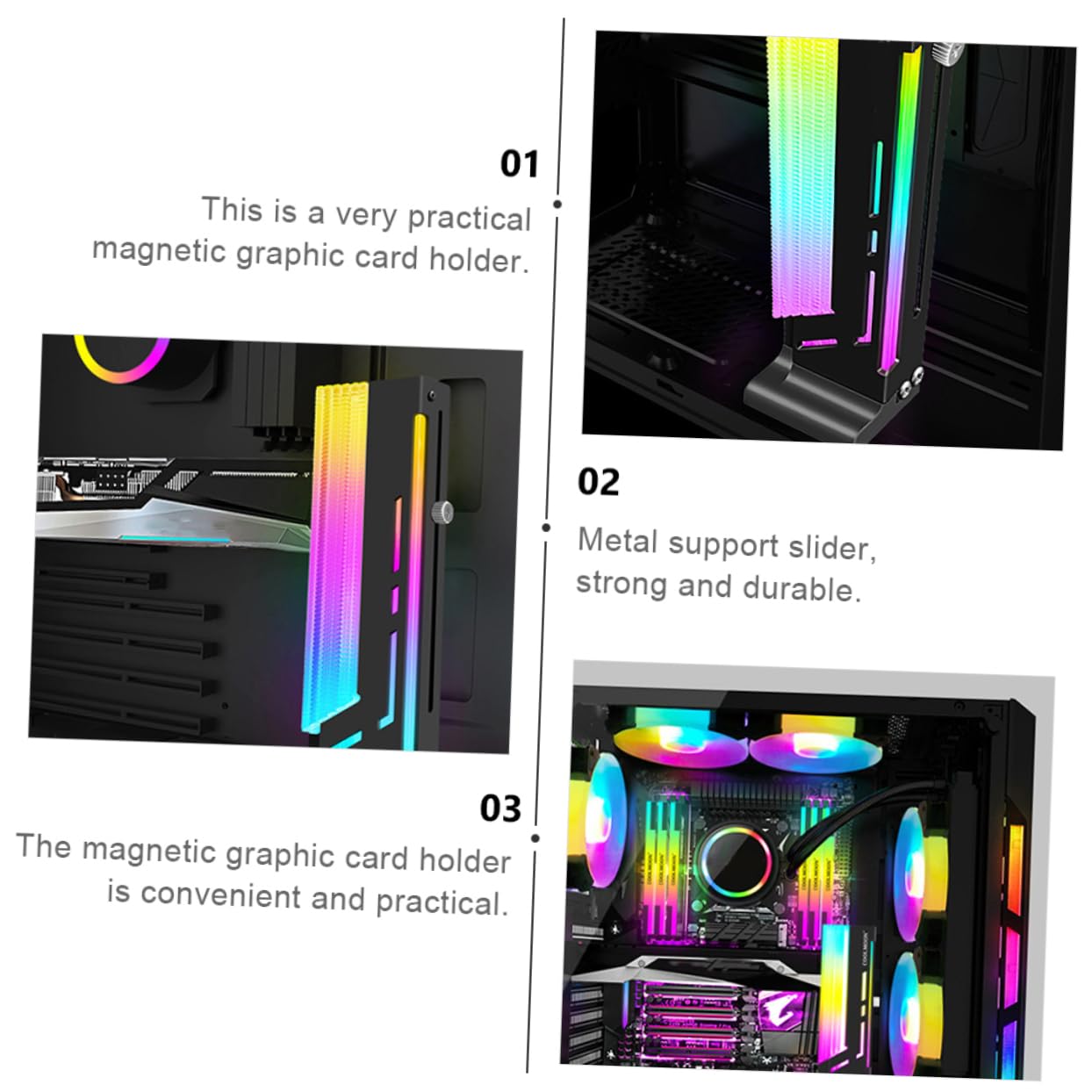 OSALADI Magnetic GPU Support Bracket - Aluminum Alloy Graphics Card Stand with LED for PC Builds | Perfect for Gaming Rigs & Workstation Setups