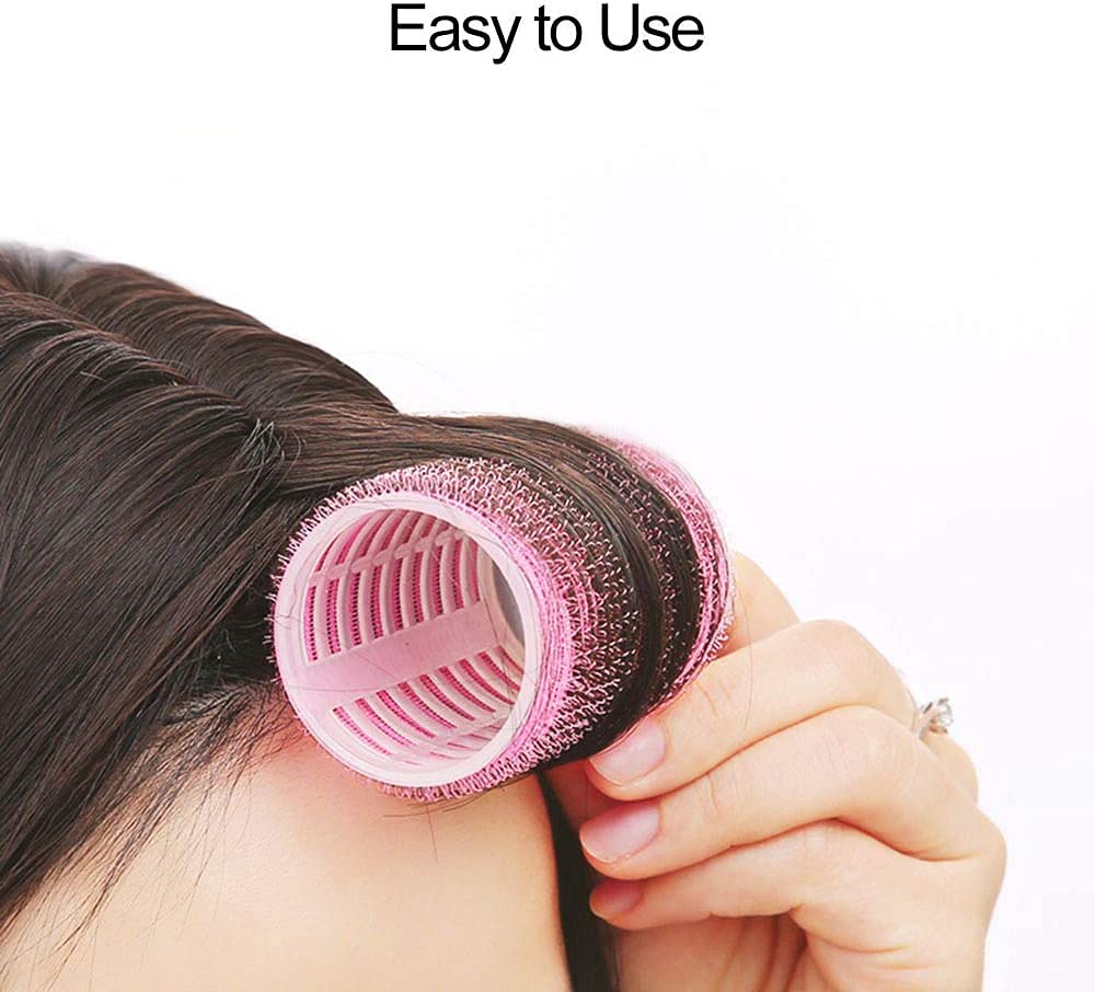 SIYAA 6-Piece Jumbo Pink Hair Rollers Set for Curly & Wavy Hairstyles - Perfect for Salon, Home Styling & DIY Hair Care