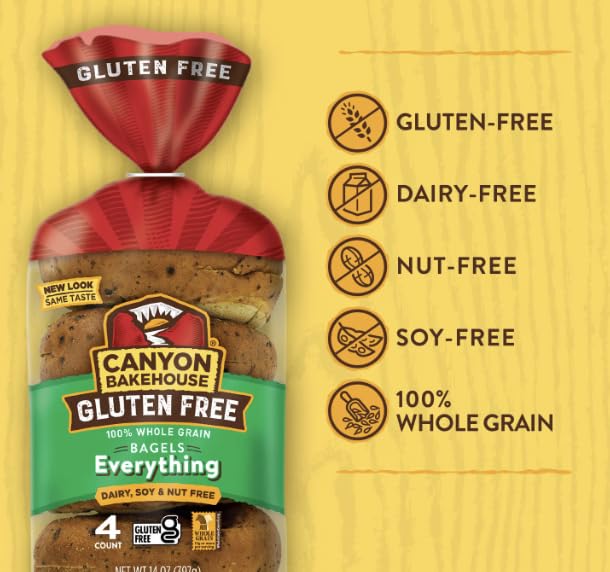 Gluten Free Bagel Variety Pack - Plain & Everything Bagels (2 Pack) | Certified Gluten Free, Vegan & Kosher | Perfect for Breakfast, Sandwiches & Healthy Snacks