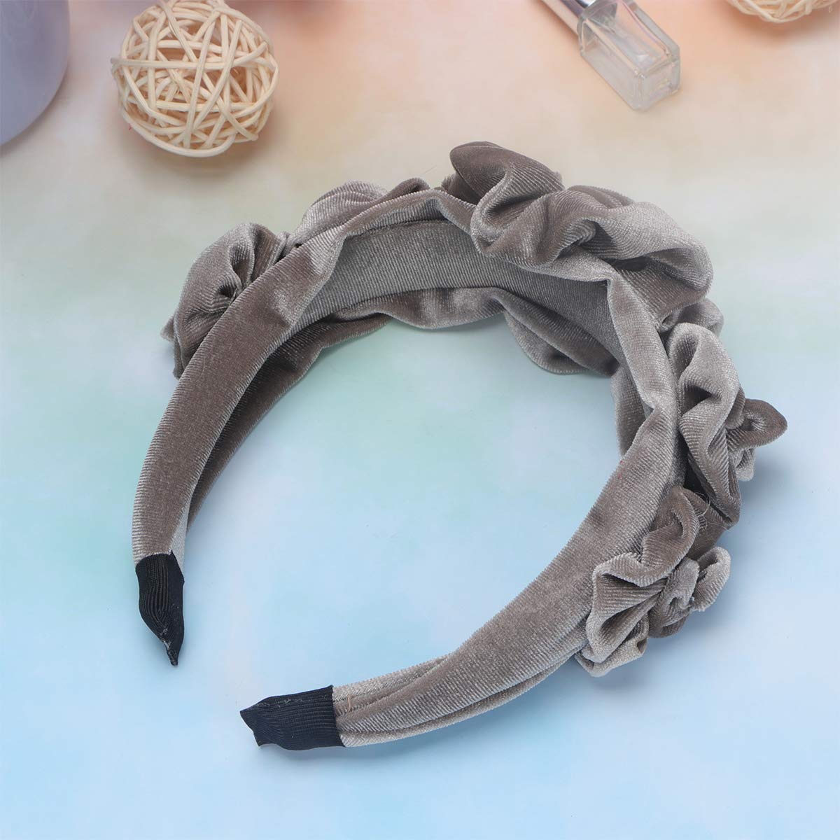 5 Pack Women's Chunky Wide Cloth Headbands for Short Hair - Spa, Workout & Everyday Use - Thick Hair Bands with Floral Design for Women & Flower Girls