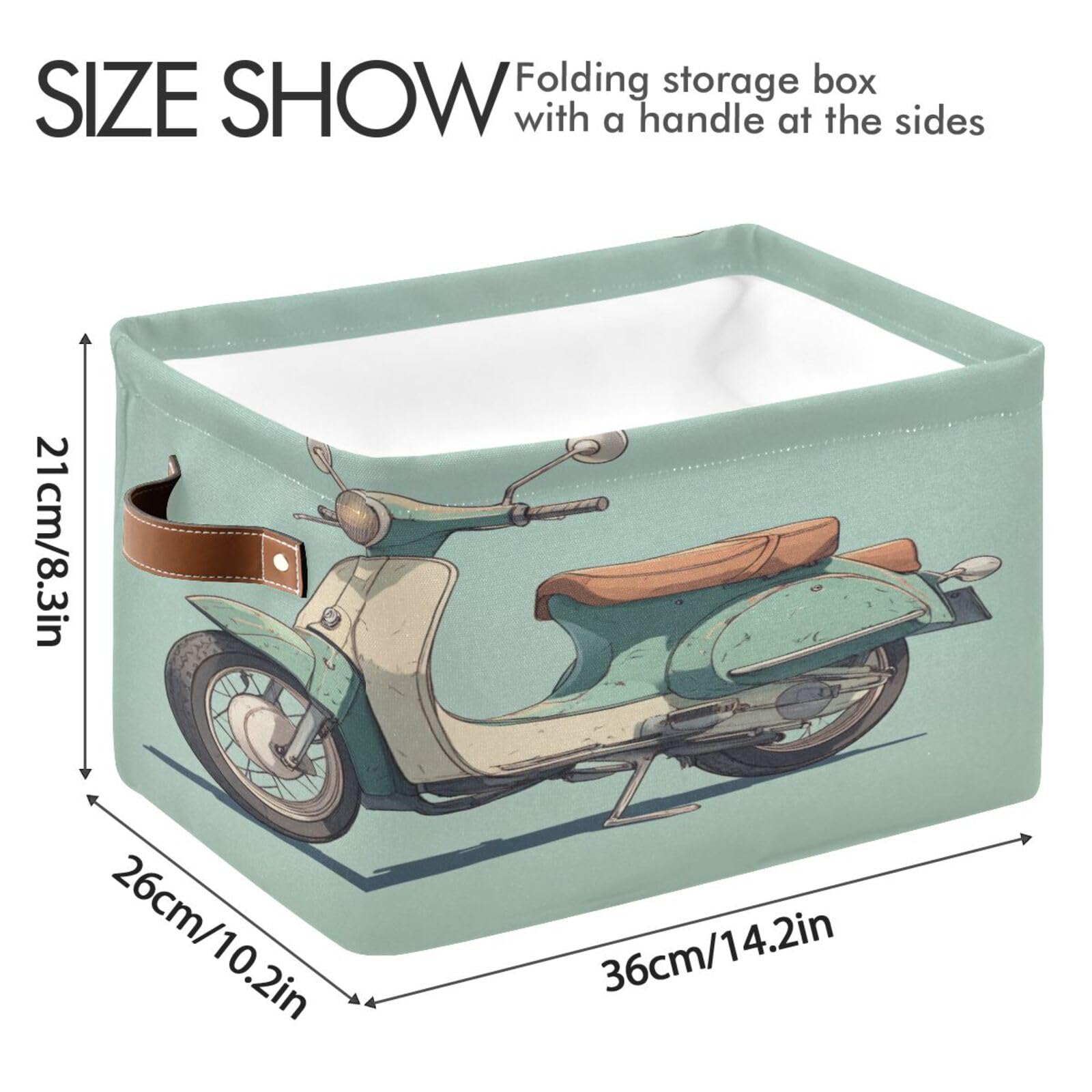 Large Fabric Storage Bins with Handles - Collapsible Closet & Shelf Organizers for Clothes, Toys & Home | Motorbike Green