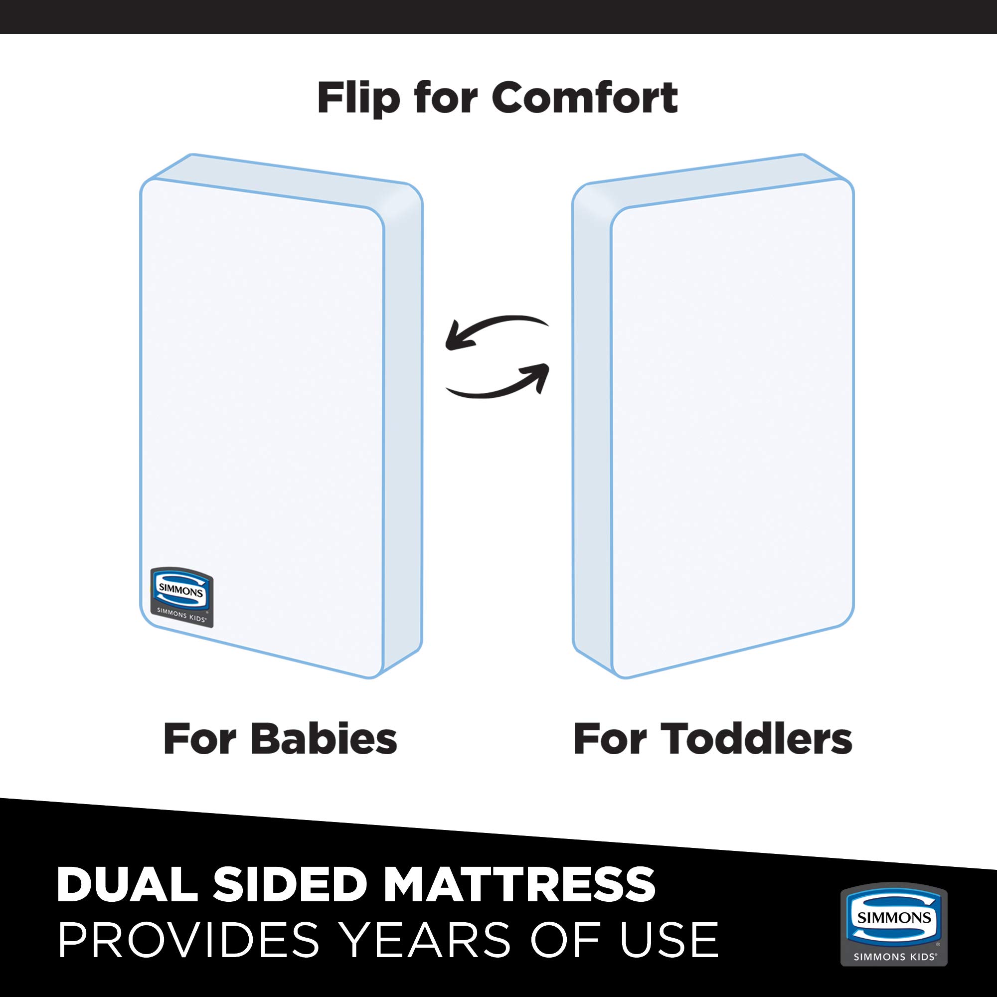 Delta Children Logan Wood Toddler Bed with Simmons Kids SlumberTime Naturally 2-Stage Premium Foam Mattress - Waterproof, GREENGUARD Gold Certified - Midnight Grey/Natural - Perfect for Nursery, Daycare & Toddler Bedroom Transition