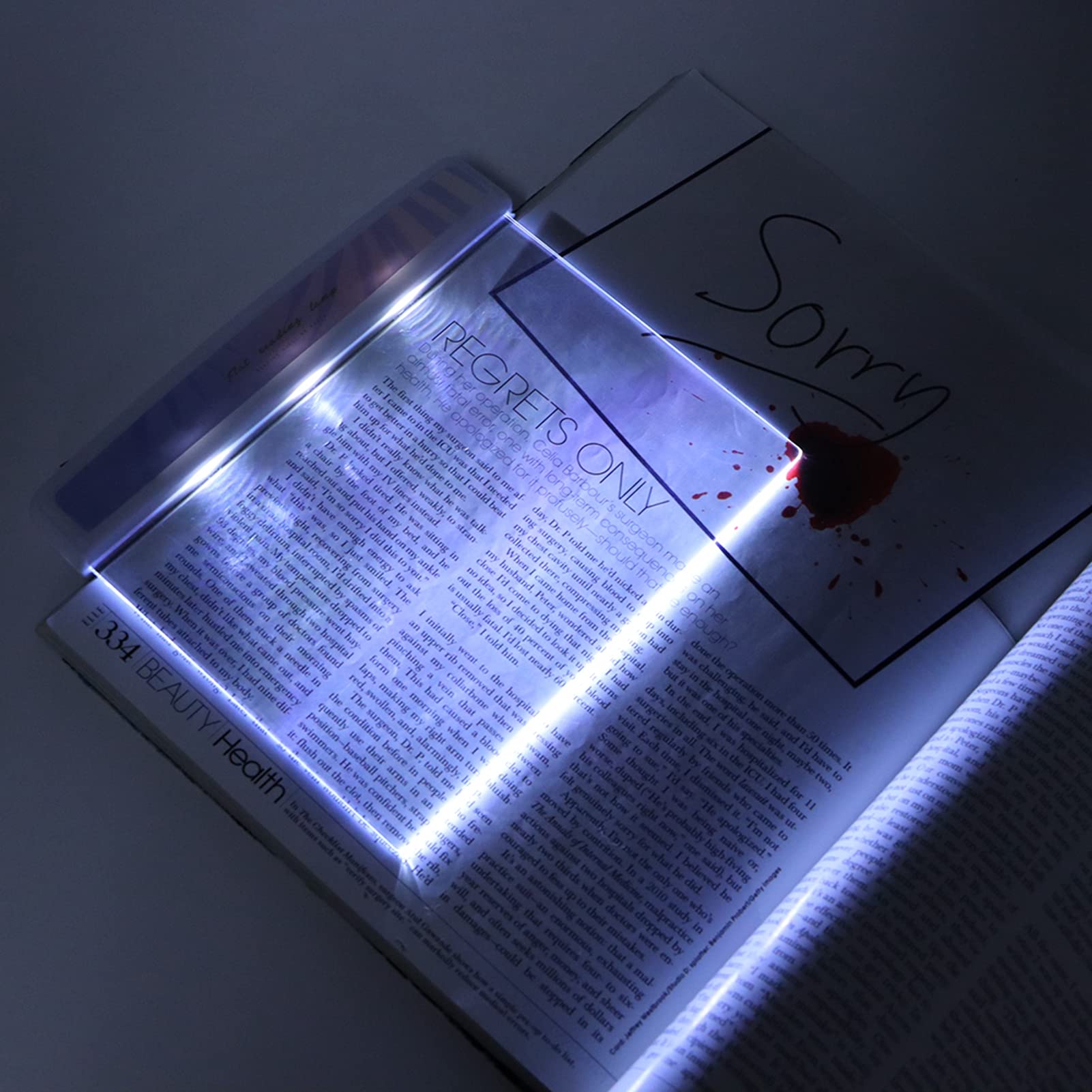 Horoper Flat LED Reading Light - Portable Bookmark Book Light with Leaf Pattern, Eye-Friendly for Students, No Battery Needed (4-Section) - Perfect for Night Reading, Studying, and Bedtime Use