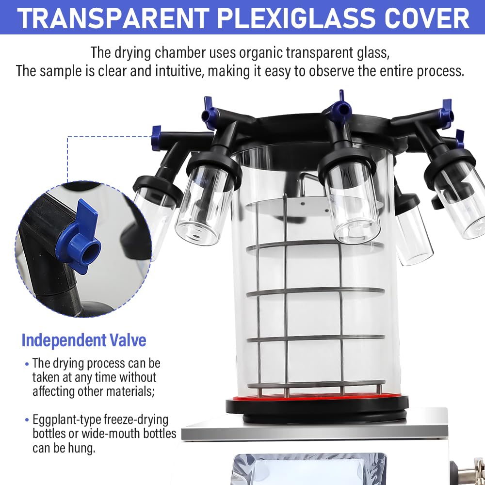 HNZXIB -60℃ Vacuum Freeze Dryer with Pre-Cooling Function | Laboratory Freeze Drying Equipment for Sublimation Drying | Perfect for Drying Fruits, Pharmaceuticals & Biological Samples | Ideal for Research Labs, Food Processing & Medical Applications