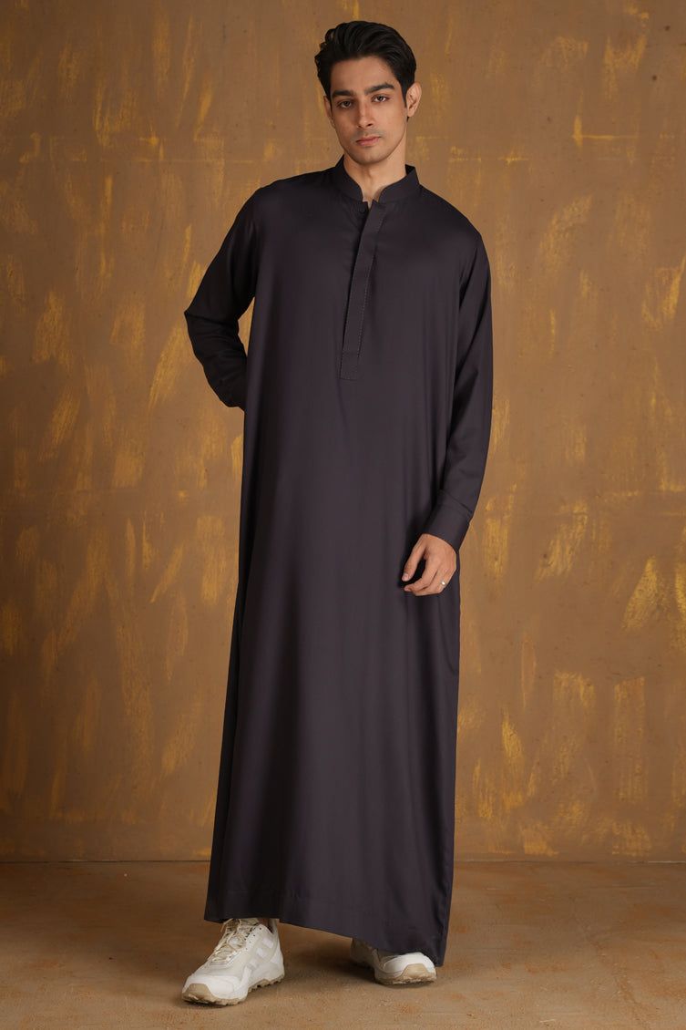 Premium Blended Deep Purple Jubba by J. Junaid Jamshed - Elegant Islamic Abaya for Women - Perfect for Eid, Weddings & Special Occasions