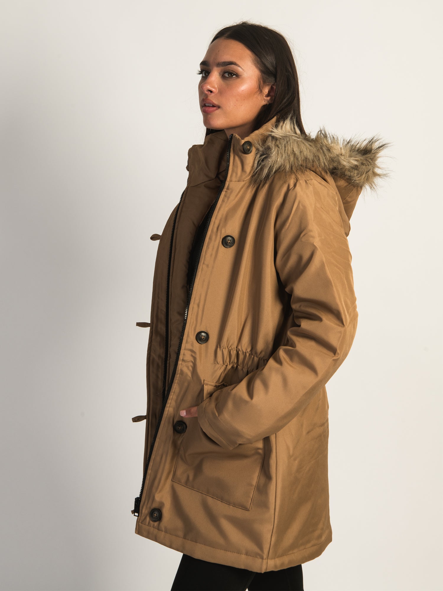 B.YOUNG ALICA Women's Tigers Eye Parka Jacket - Waterproof Winter Coat with Hood for Outdoor Activities, Hiking, and Travel