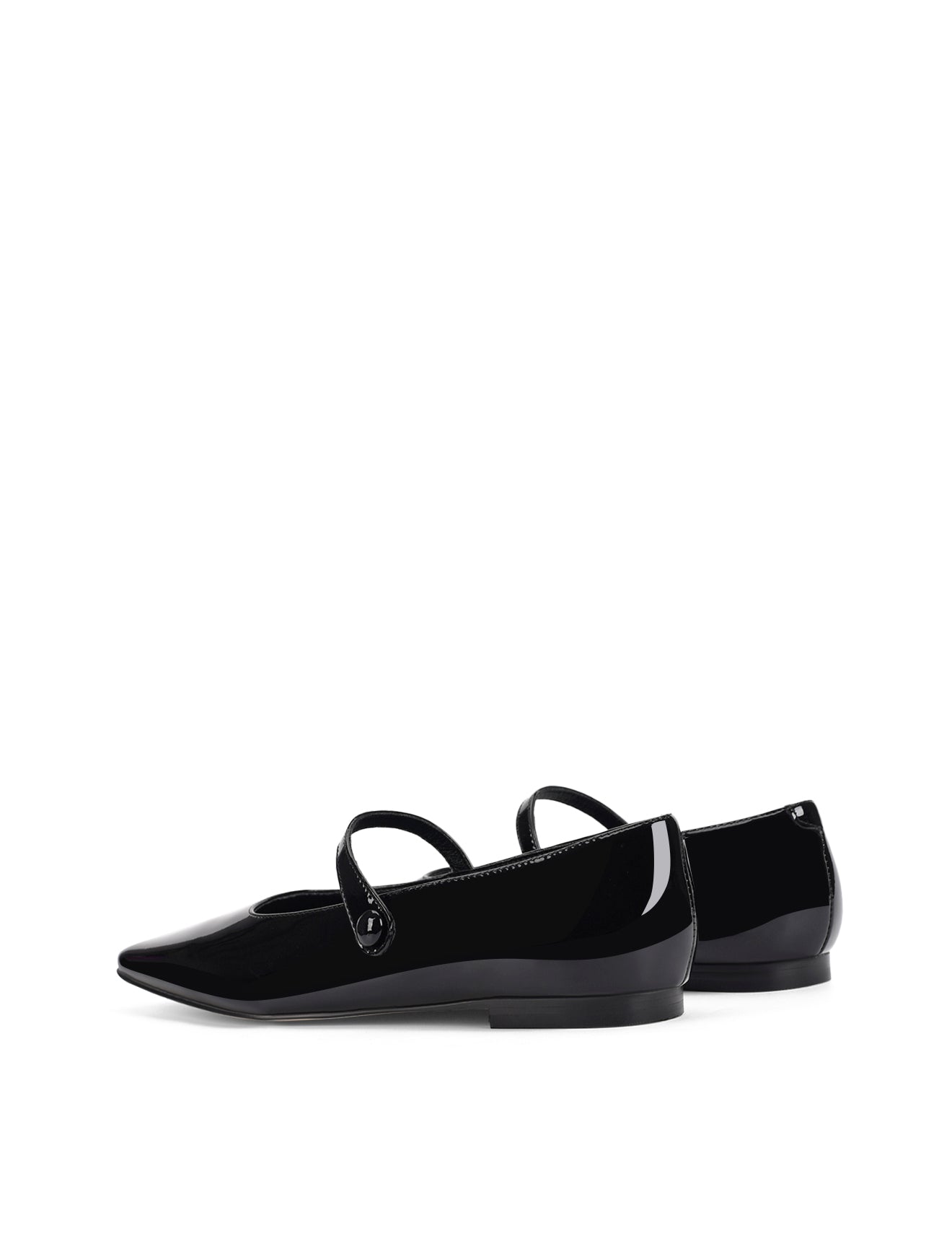 Xandria Women's Square Toe Ballet Flats - Black Patent Leather Shoes for Work, Office & Casual Wear
