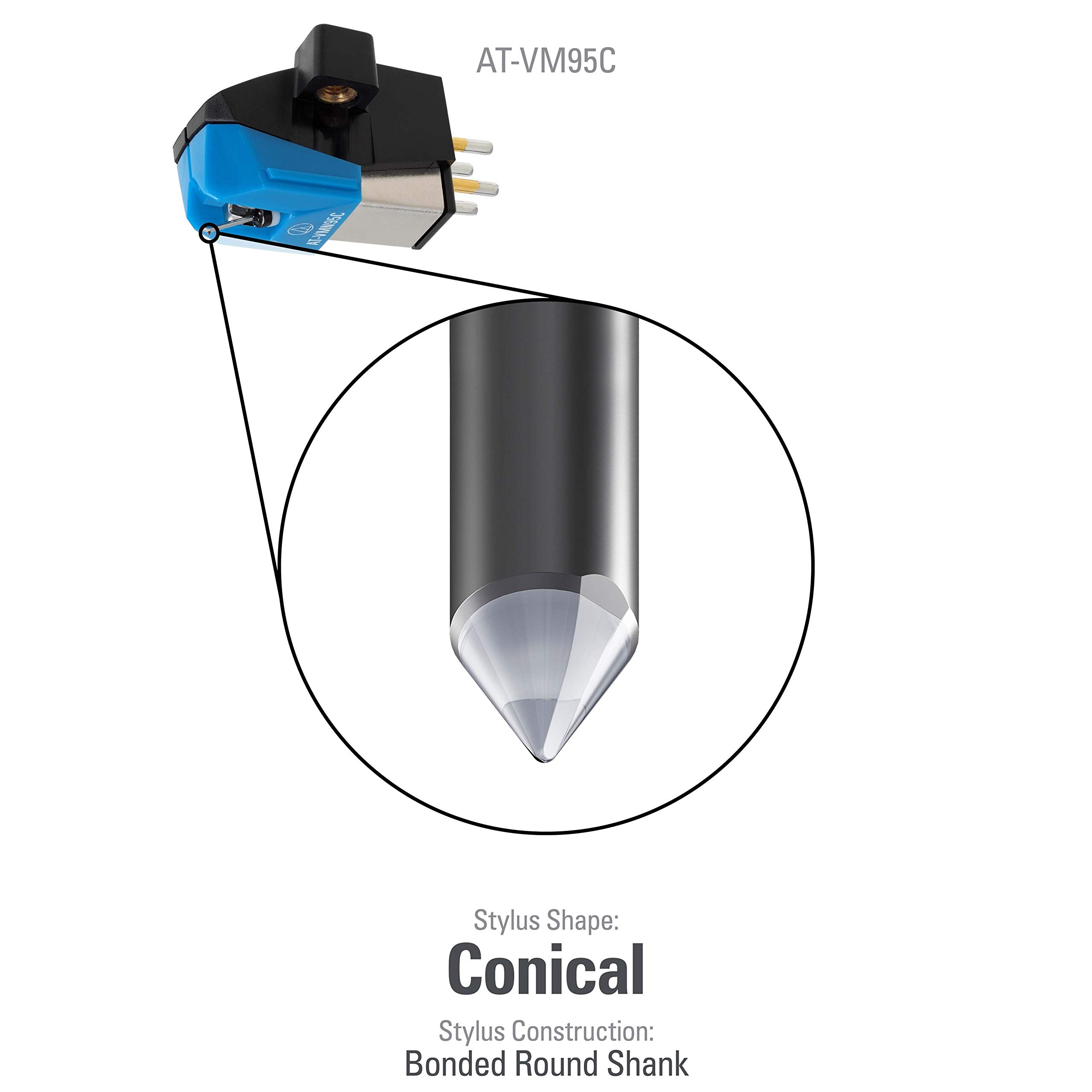 Audio-Technica AT-VM95E Elliptical Replacement Stylus & AT-VM95C Dual Moving Magnet Turntable Cartridge Bundle - High-Quality Vinyl Record Player Needles for Audiophiles & DJs - Perfect for Home Stereo Systems & Professional Music Setups