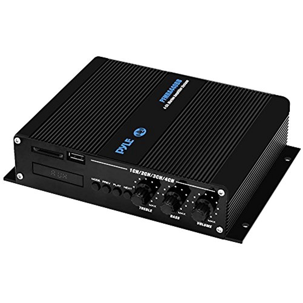 Pyle Marine Boat AM/FM USB AUX Bluetooth Stereo Receiver Bundle with 4 x 6.5