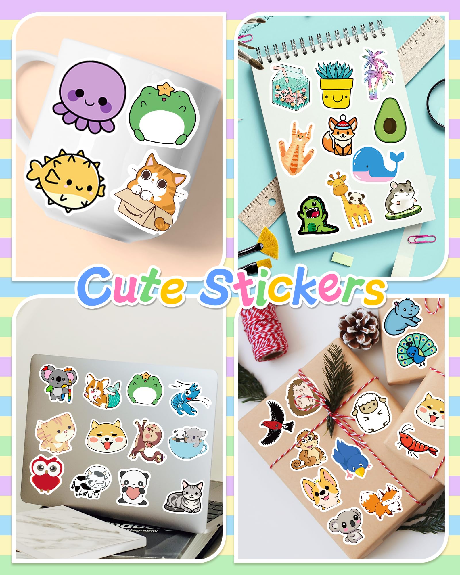 600 PCS Cute Waterproof Vinyl Stickers for Kids & Teens - Kawaii Sticker Pack for Water Bottles, Laptops, Scrapbooks - Perfect for Classroom Prizes, Student Rewards & Teacher Gifts (Fun Decals for School, DIY Crafts & Personalizing Belongings)