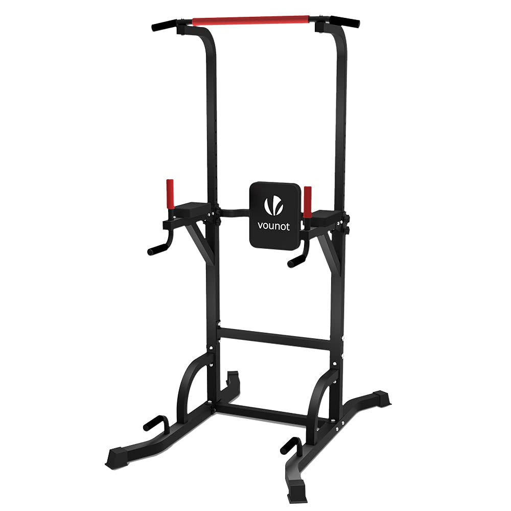 VOUNOT Power Tower - Adjustable Dip Station & Pull Up Bar for Home Gym, Strength Training Equipment for Full Body Workout - Perfect for Home Fitness, Calisthenics & CrossFit Training