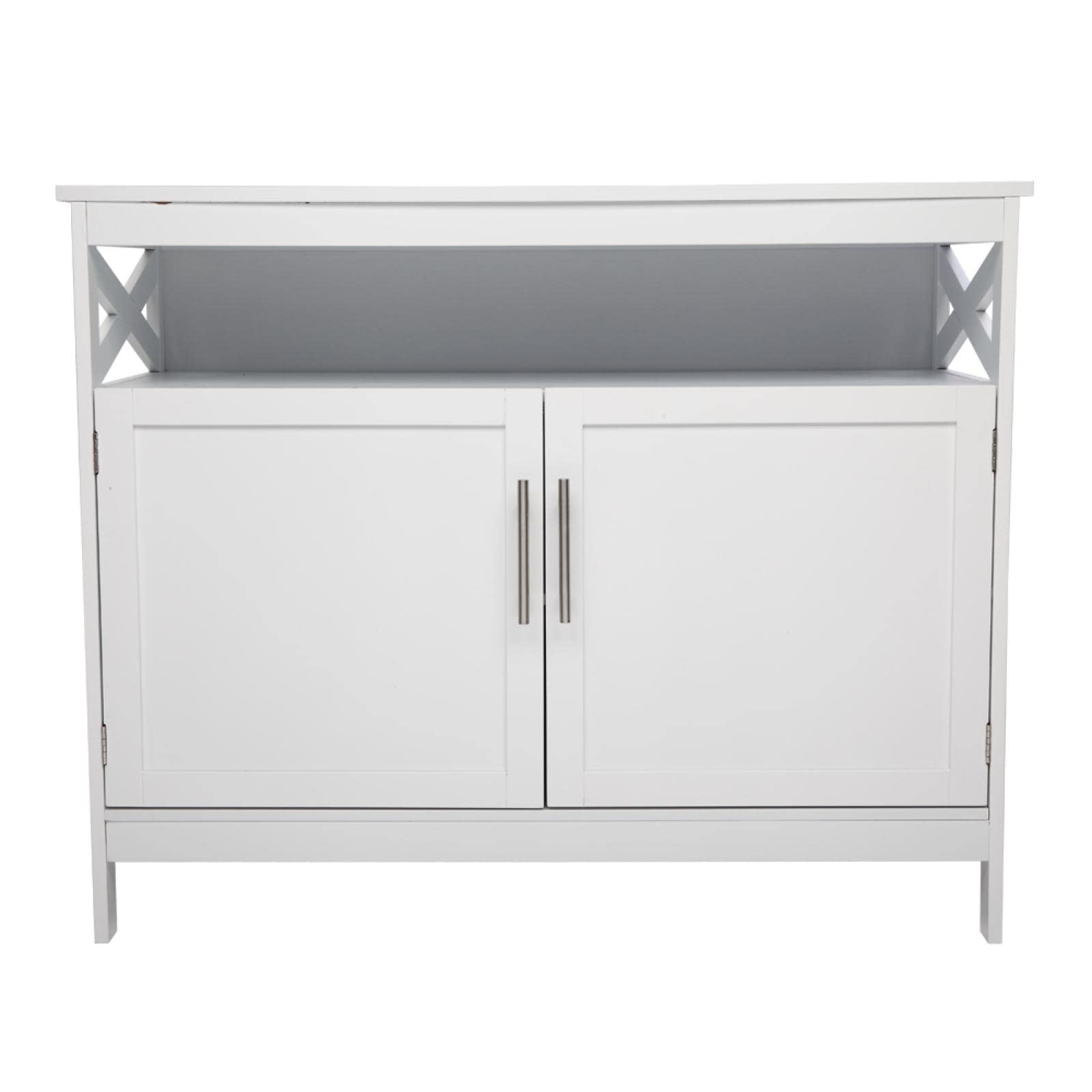 LALAHO White Double Door Side Cabinet with Adjustable Shelves - Perfect for Living Room, Bedroom, or Office Storage Organization