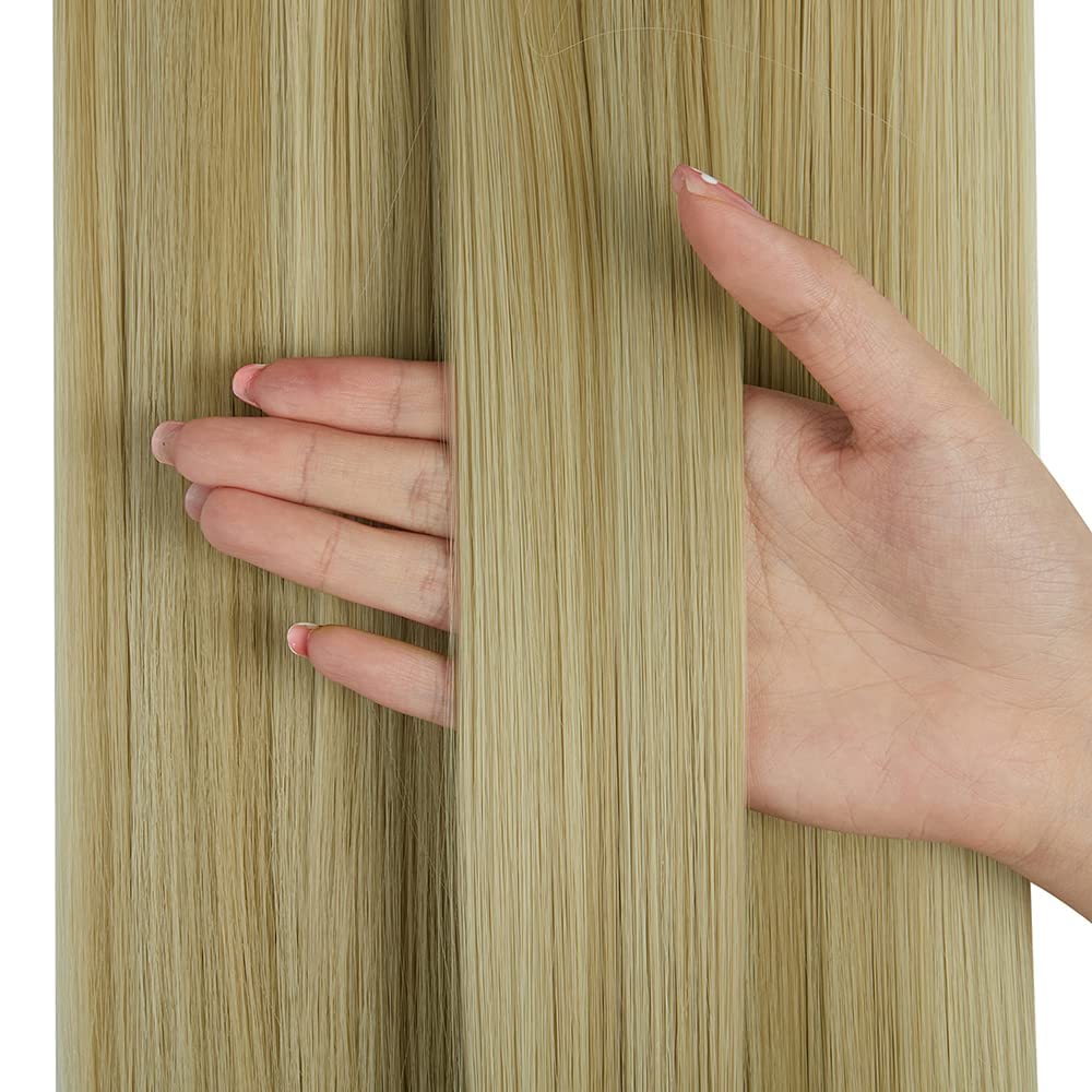 OMGREAT 23 Inch 7-Piece Clip-in Hair Extensions for Women - Long Straight Thick Human Hair Weft (16 Clips) Natural Black - Perfect for Volume, Length & Styling for Parties, Weddings & Daily Wear