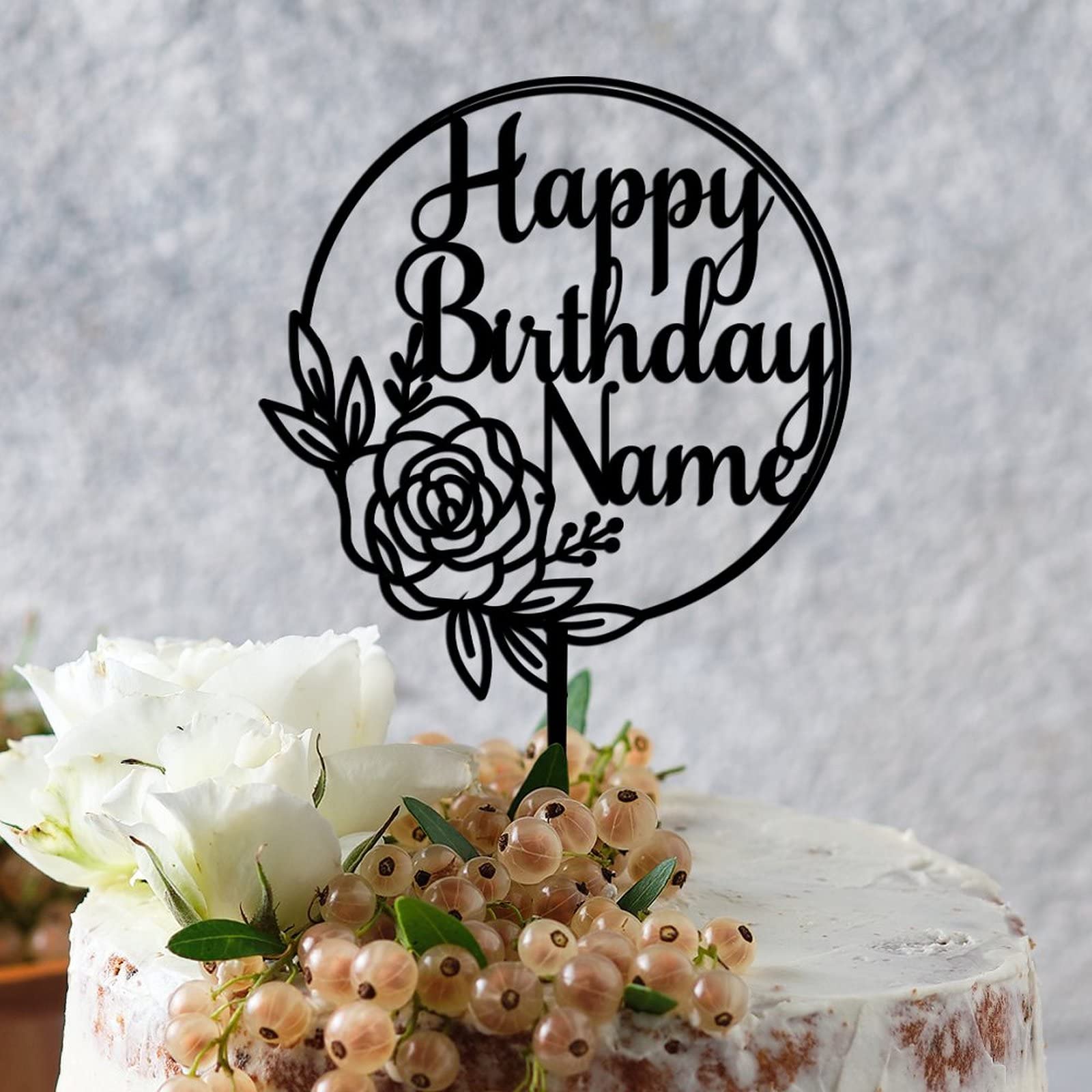 Personalized Black Acrylic Rabbit & Deer Antlers Cake Toppers - Happy Birthday Decorations for Boys & Girls - Perfect for Birthday Parties, Baby Showers, and Special Celebrations