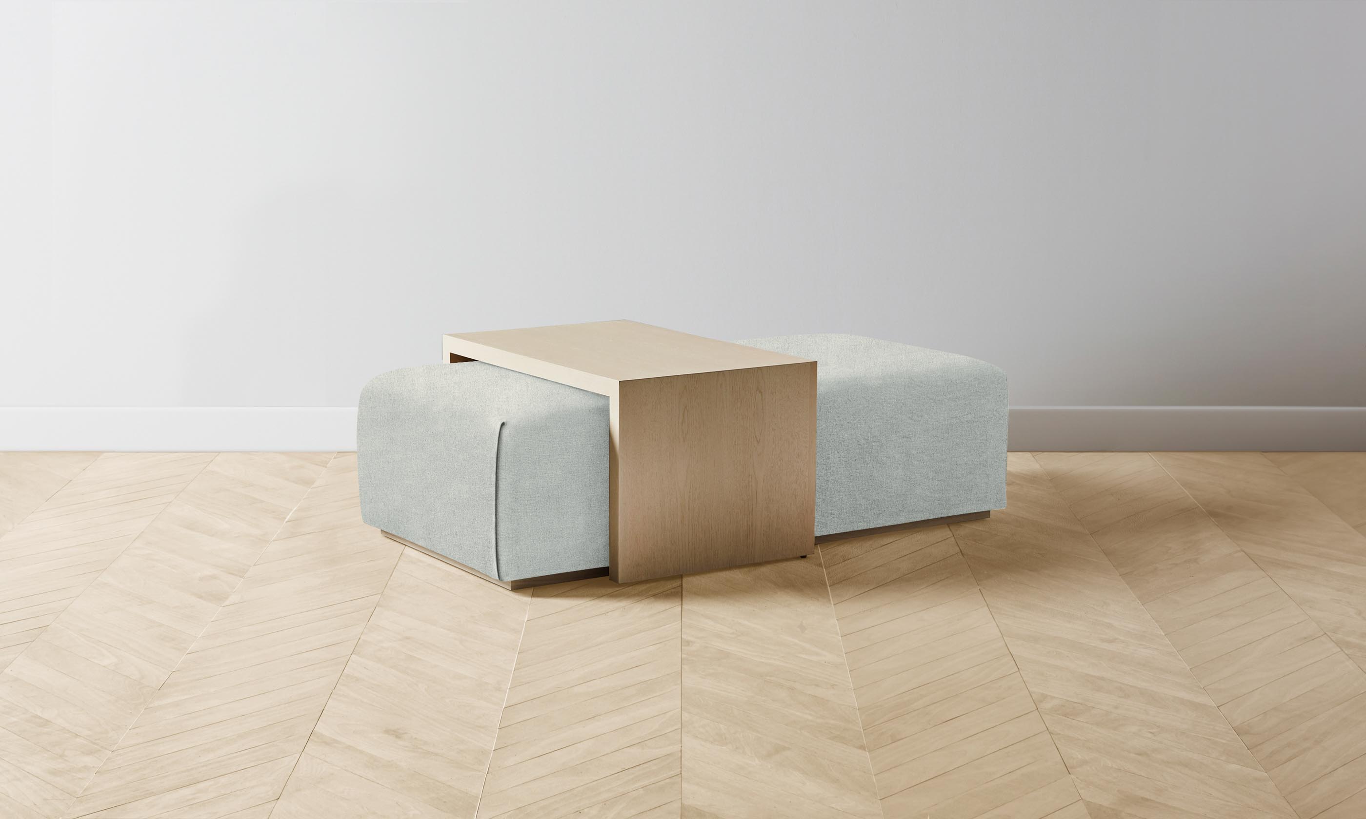 The Bowery Ottoman - Performance Mélange Weave Seaglass Upholstered Storage Bench | Modern Living Room, Bedroom & Entryway Furniture for Small Spaces
