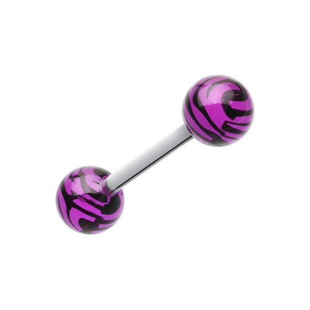 Tiger Print Acrylic Tongue Ring - Stylish Body Jewelry for Parties