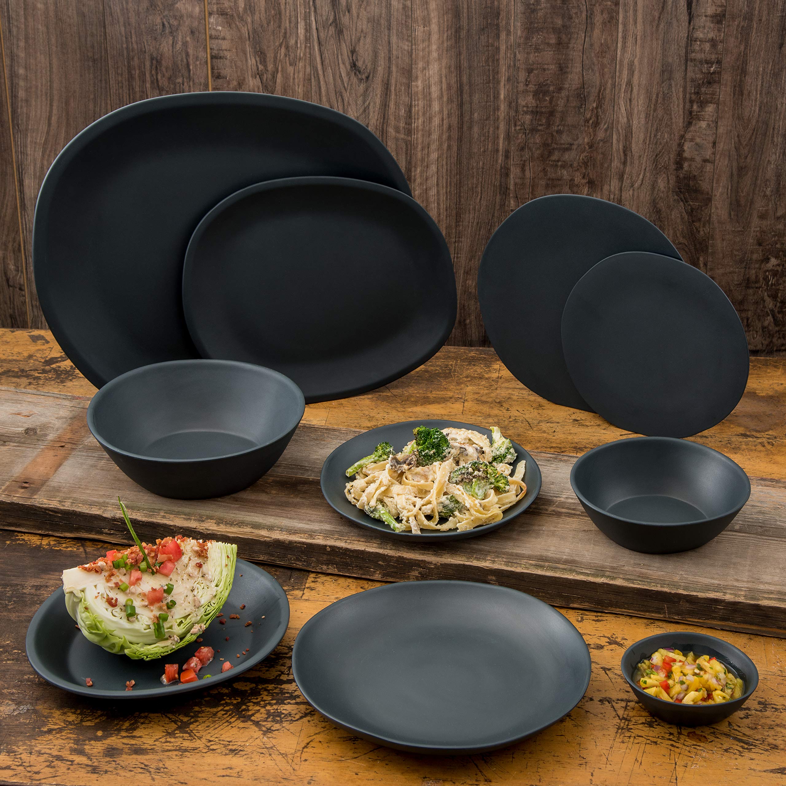 Carlisle 12-Pack 9-Inch Melamine Ridge Reusable Plates - Durable Salad & Dinner Plates for Home, Restaurant, Catering - Slate Color, Rimless Design - Perfect for Everyday Meals, Parties & Outdoor Dining