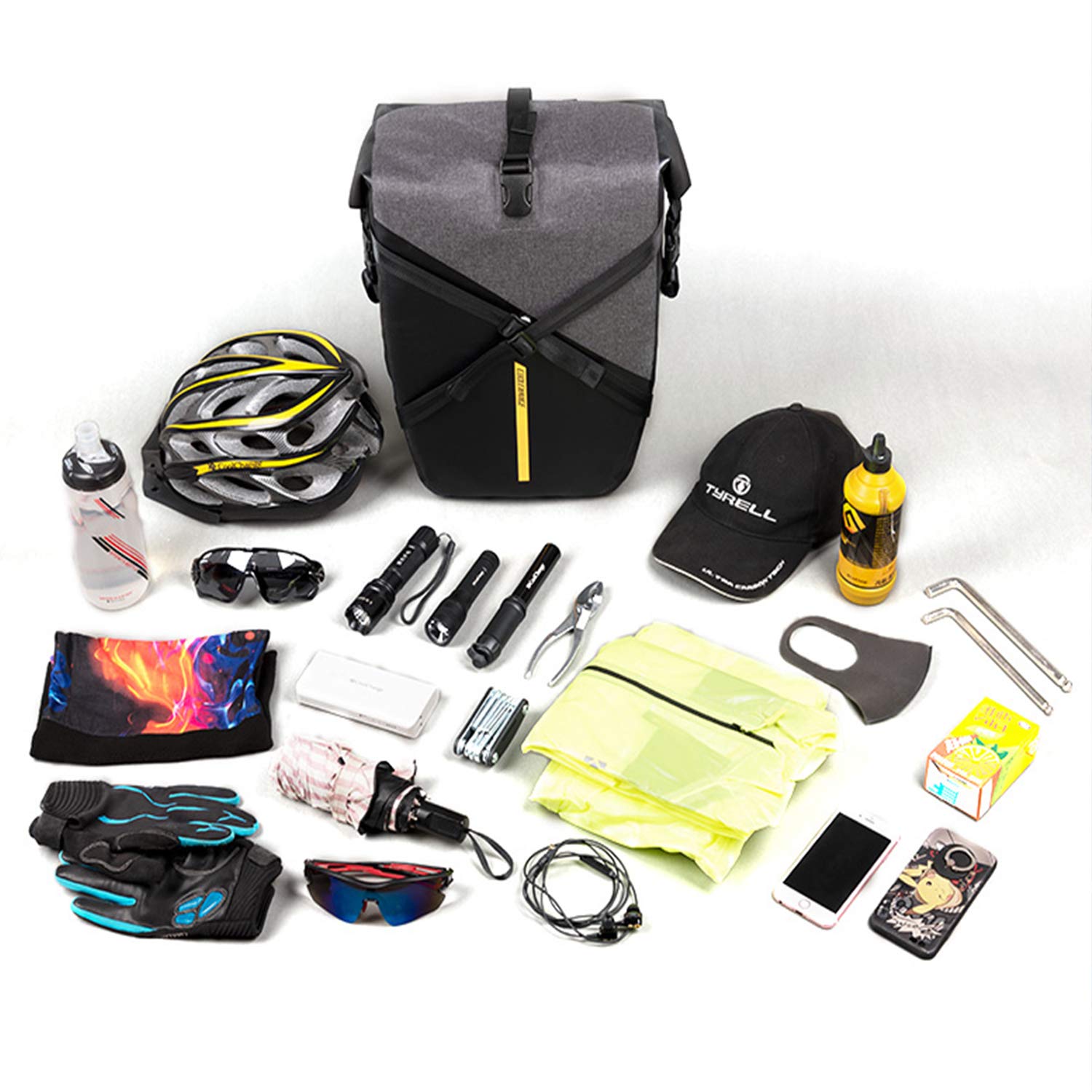 CoolChange 27L Waterproof Bicycle Panniers - Large Capacity Bike Rack Trunk Bag for Commuting, Touring & Outdoor Adventures