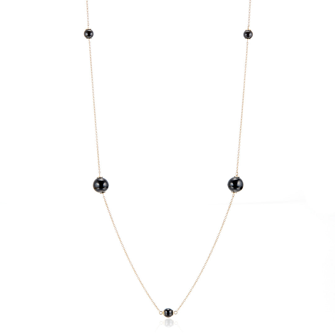 Black Jadeite Station Necklace - Elegant & Minimalist Jewelry for Women - Perfect for Everyday Wear, Office, and Special Occasions