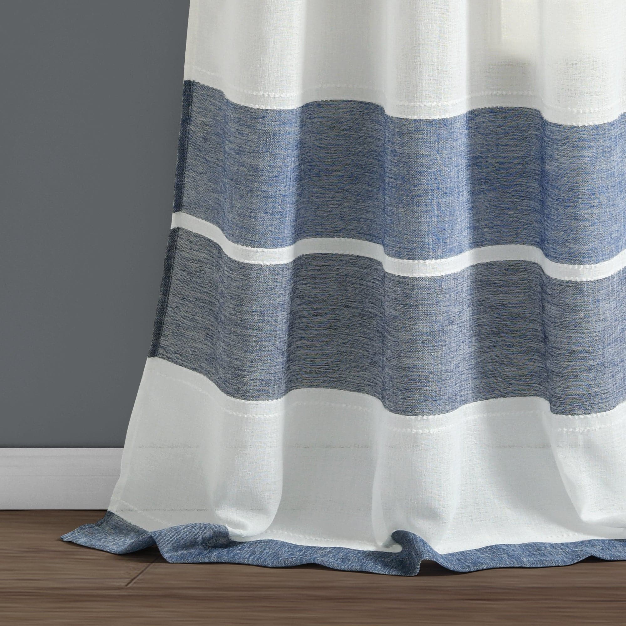 Textured Stripe Grommet Sheer Window Curtain Panel Set - Light Filtering Modern Drapes for Living Room, Bedroom & Office - 2 Panels 84 Inch Length