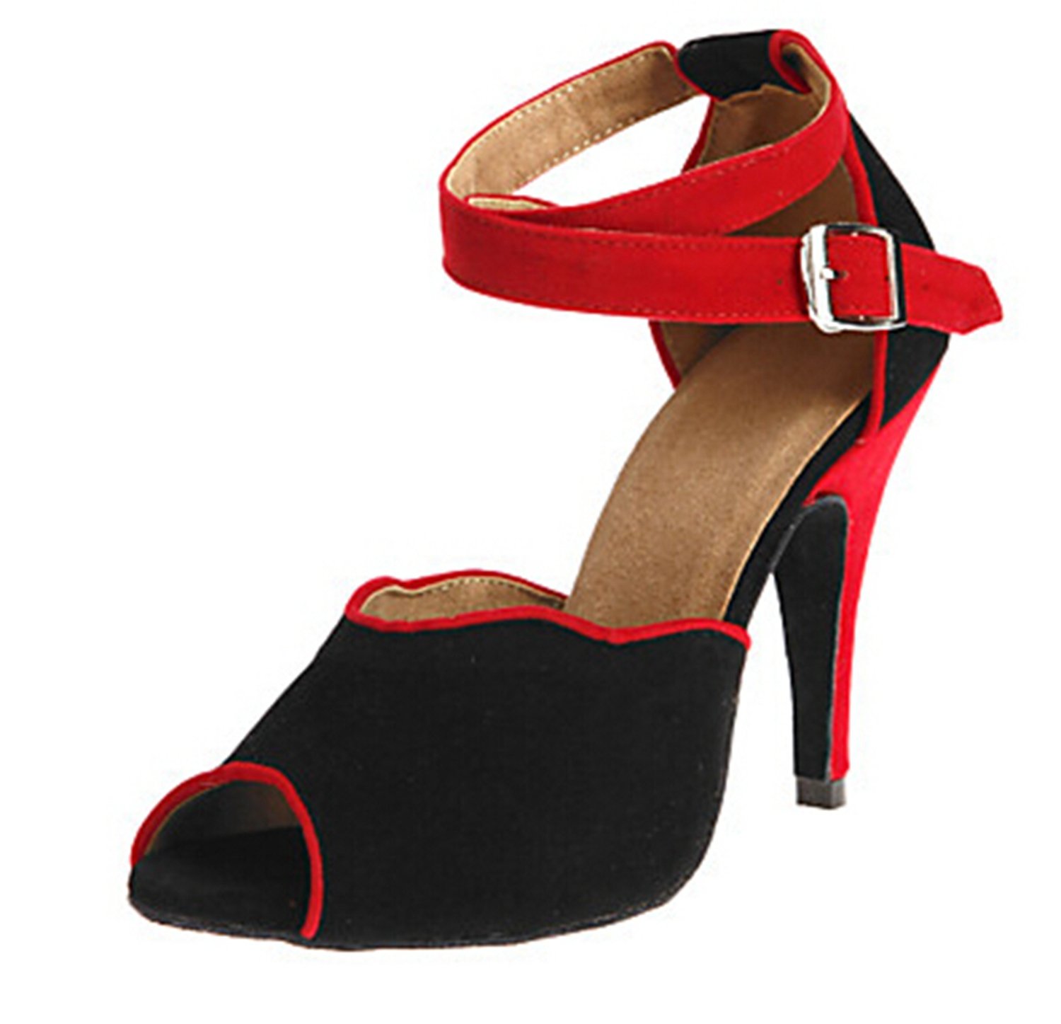Minishion Women's TH052 Ankle Strap Buckle Suede Leather Dance Shoes for Wedding, Ballroom, Latin, Tango, Practice, Performance, Competition