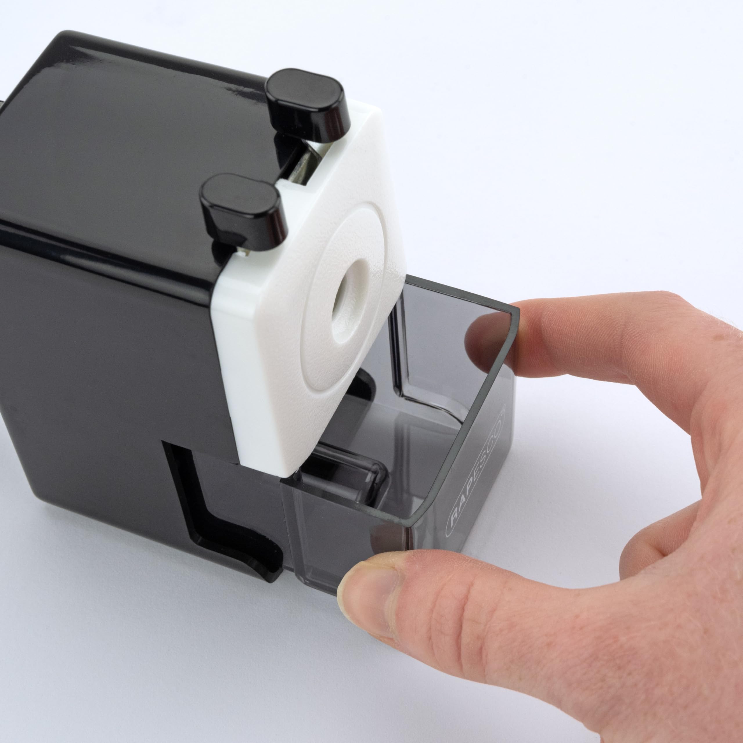 Rapesco 64 Heavy Duty Desktop Pencil Sharpener - Black (R64000B2) | Perfect for Office, School & Home Use | Durable Metal Blade for Smooth Sharpening
