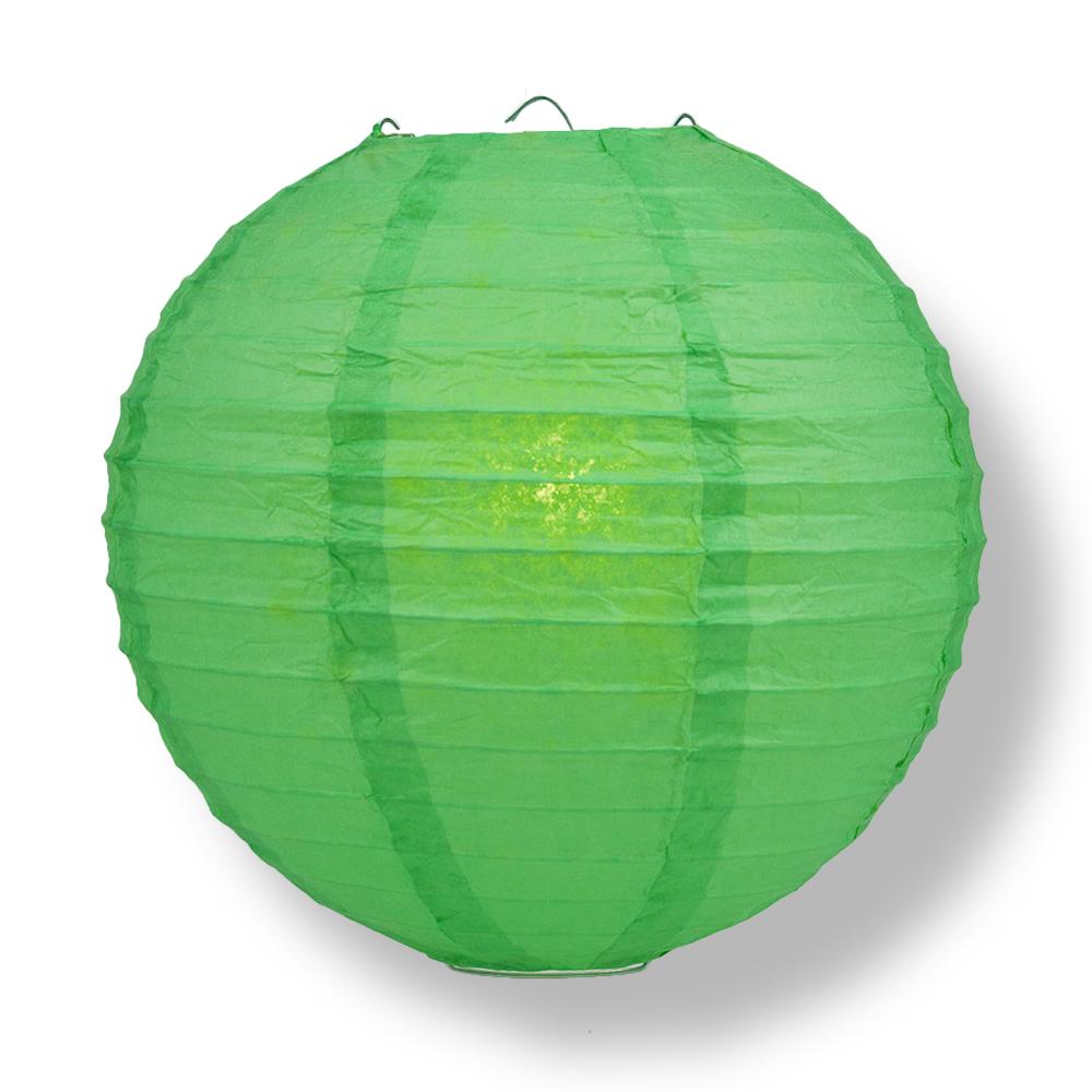 36 Pack Emerald Green Jumbo Round Paper Lanterns - 24 Inch Large Decorative Chinese Hanging Lanterns with Even Ribbing for Wedding, Party, Garden & Home Decor