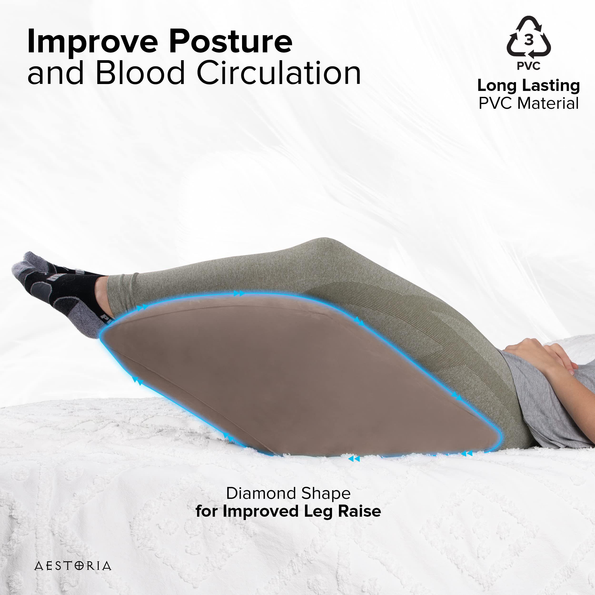 Inflatable Leg Elevation Pillow with Storage Bag - Portable Wedge Pillow for Leg Support, Blood Circulation & Injury Recovery - Breathable Suede Material - Perfect for Post-Surgery, Travel & Home Use