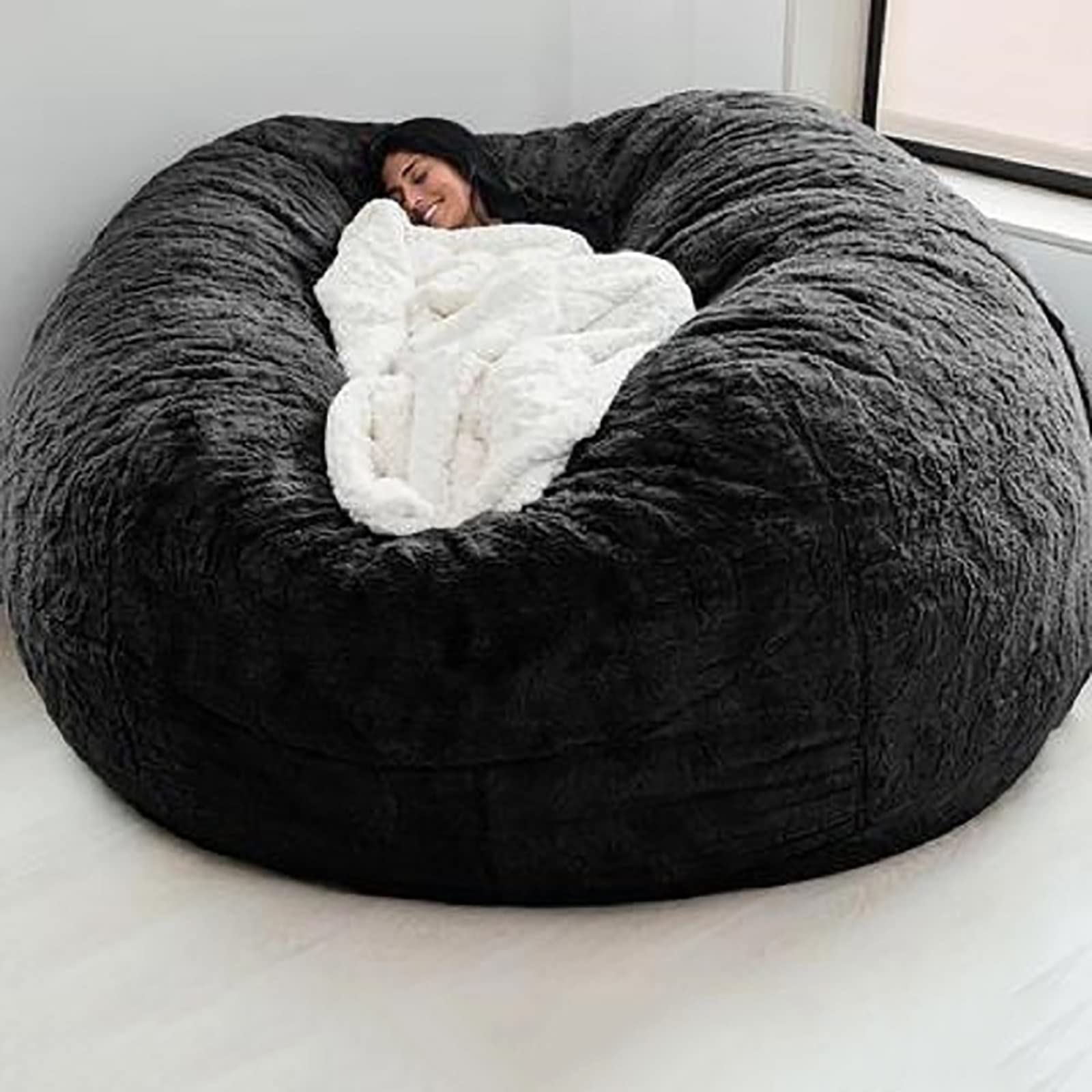 Large Microsuede Bean Bag Chair Cover - Breathable & Comfortable Foam-Filled Sofa Bed for Adults | Plush Toy Storage Bag | Perfect for Living Room, Game Room, or Dorm Relaxation