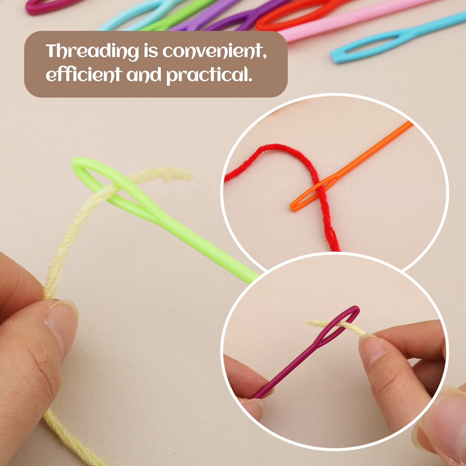 SUVSOON 60PCS Plastic Sewing Needles Set (7cm/9cm/15cm) - Large Eye Yarn Needles for DIY Crafts, Knitting & Embroidery - Safe Plastic Needles for Kids & Adults - Perfect for Handmade Projects, Crochet & Sewing