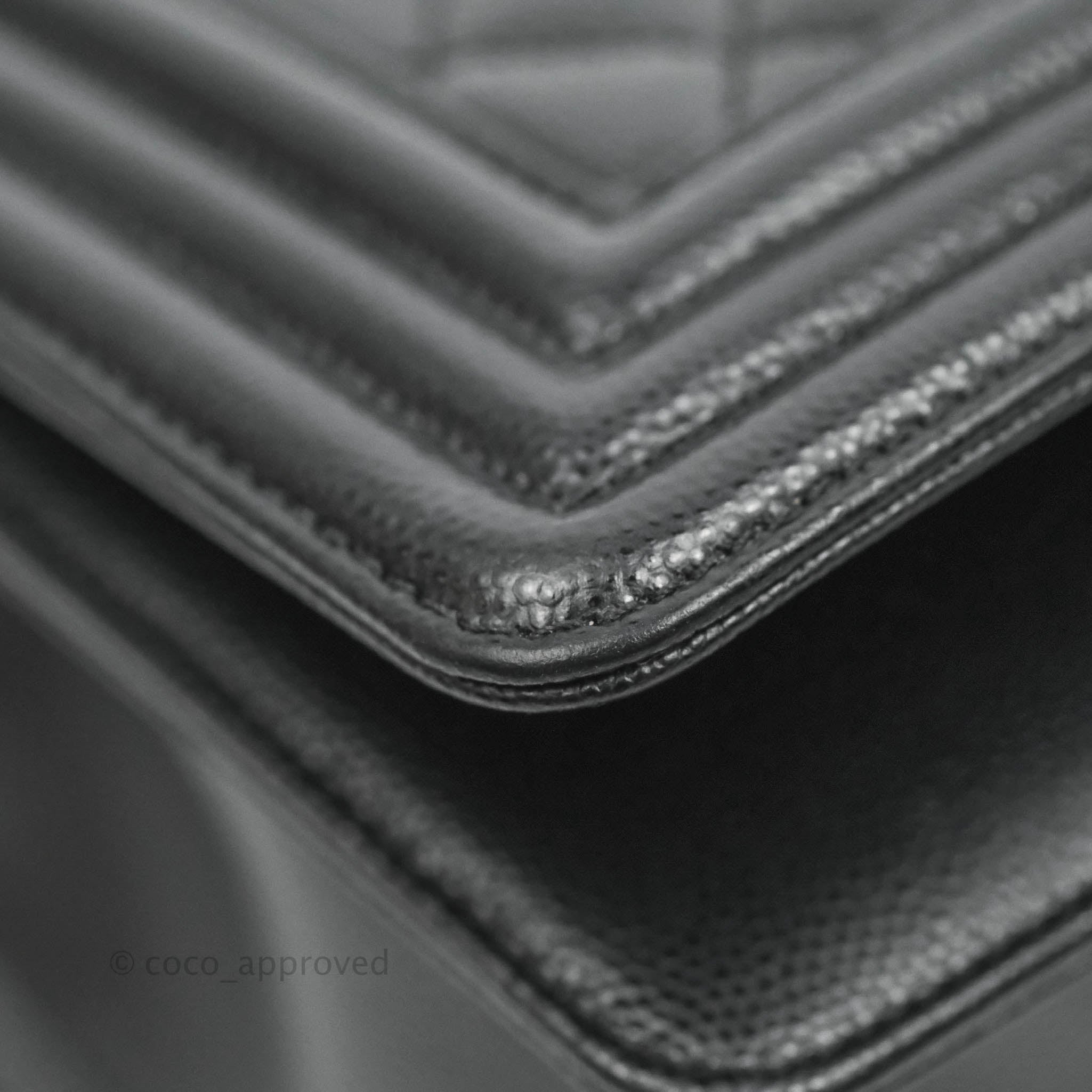Chanel Boy Quilted Medium Handbag in Black Caviar Leather with Ruthenium Hardware - Perfect for Evening Events, Parties & Luxury Fashion Accessories