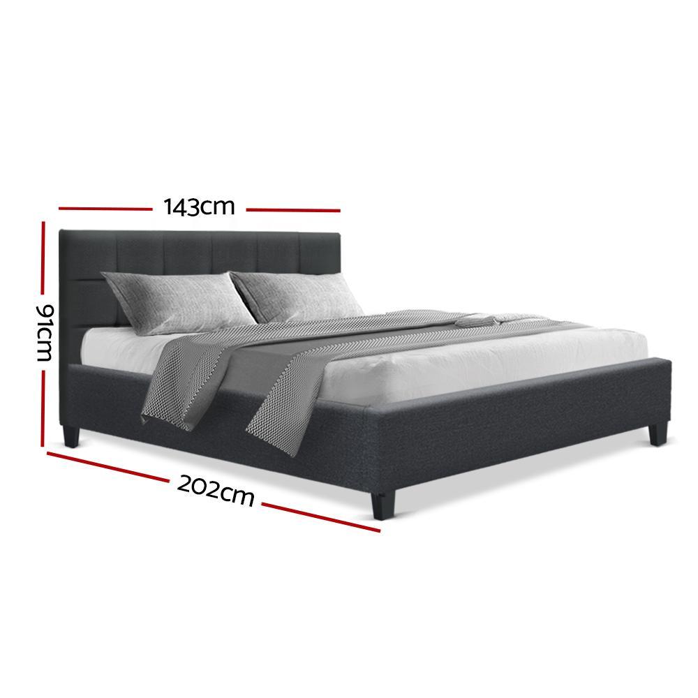 Agnes Bed Charcoal & Gray Bonnell Spring Mattress - Medium Firm Support - Double Package - Perfect for Guest Rooms, Dorms & Apartments