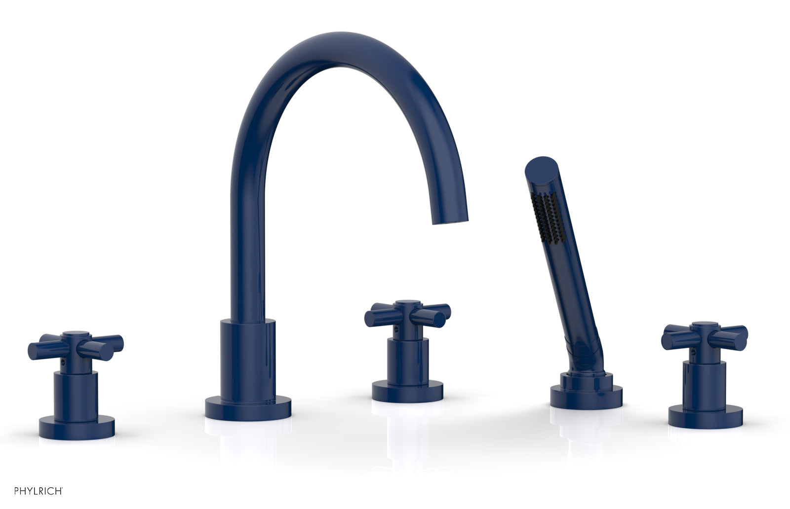 Premium BASIC Deck Tub Set with Hand Shower - Tubular Cross Handles D2134C1 | Modern Bathroom Faucet for Sink, Bathtub & Shower Installation | Perfect for Home Renovation & Spa-Like Experience