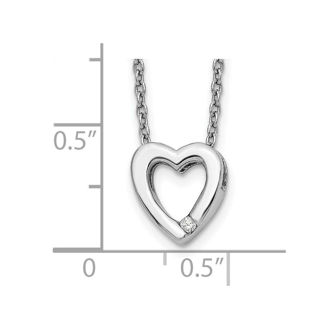 925 Sterling Silver Diamond Heart Pendant Necklace for Women - 18 Inch 12mm Wide Lobster Claw Closure, White Ice Polished .02ct Love Heart Jewelry | Perfect for Valentine's Day, Anniversary & Romantic Gifts