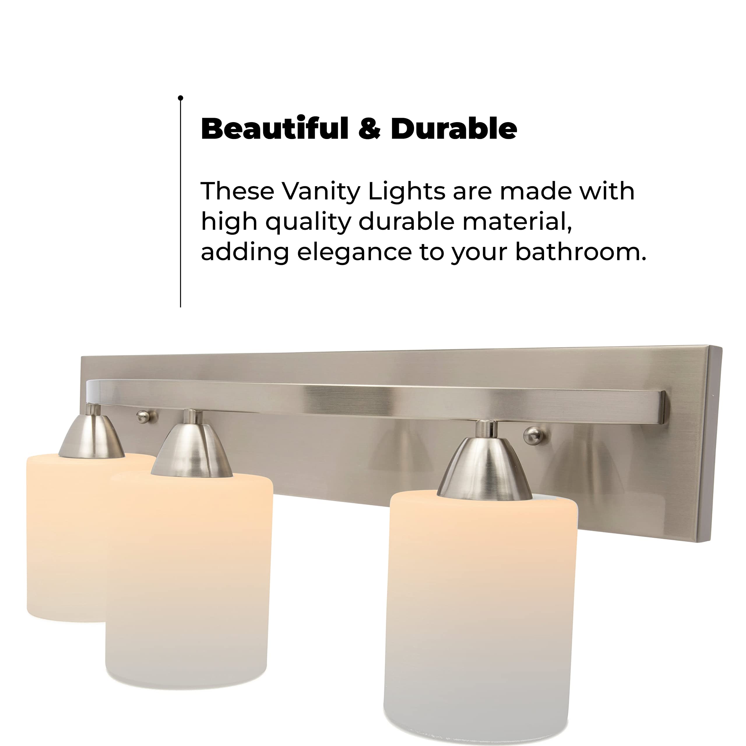 Modern Bathroom Vanity Light Bar - Brushed Nickel 3-Light for Mirror Lighting