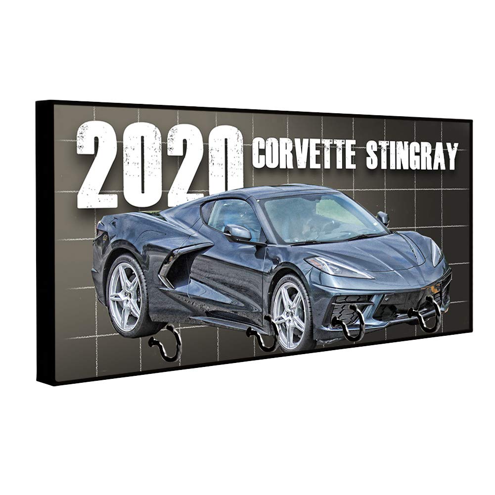 Corvette Gray Key Holder Wall Mount - Key Organizer Rack for Home & Office - Durable Key Hanger with Hooks for Keys, Lanyards & Accessories - Perfect for Entryway, Garage or Mudroom Organization