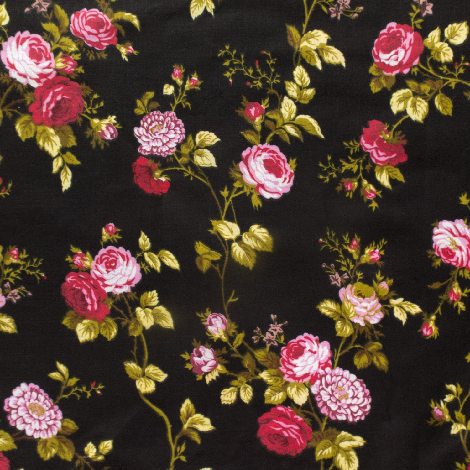 Floral Rose Poly Cotton 60 Inch Tablecloth (Black) - Elegant Dining Decor for Weddings, Parties & Home Decor
