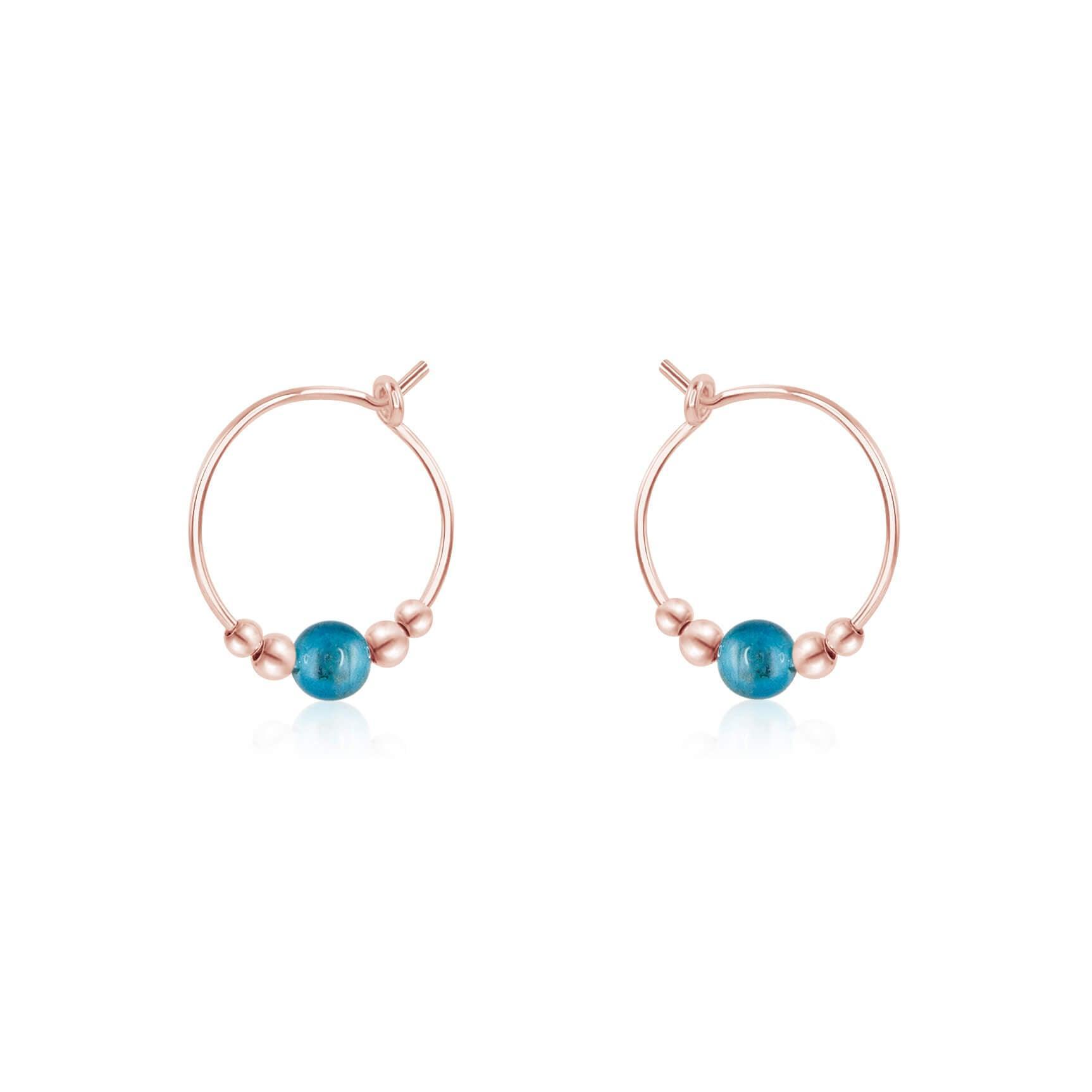 Tiny Blue Apatite Bead Hoop Earrings - Dainty Gemstone Jewelry for Women | Perfect for Everyday Wear, Office & Special Occasions