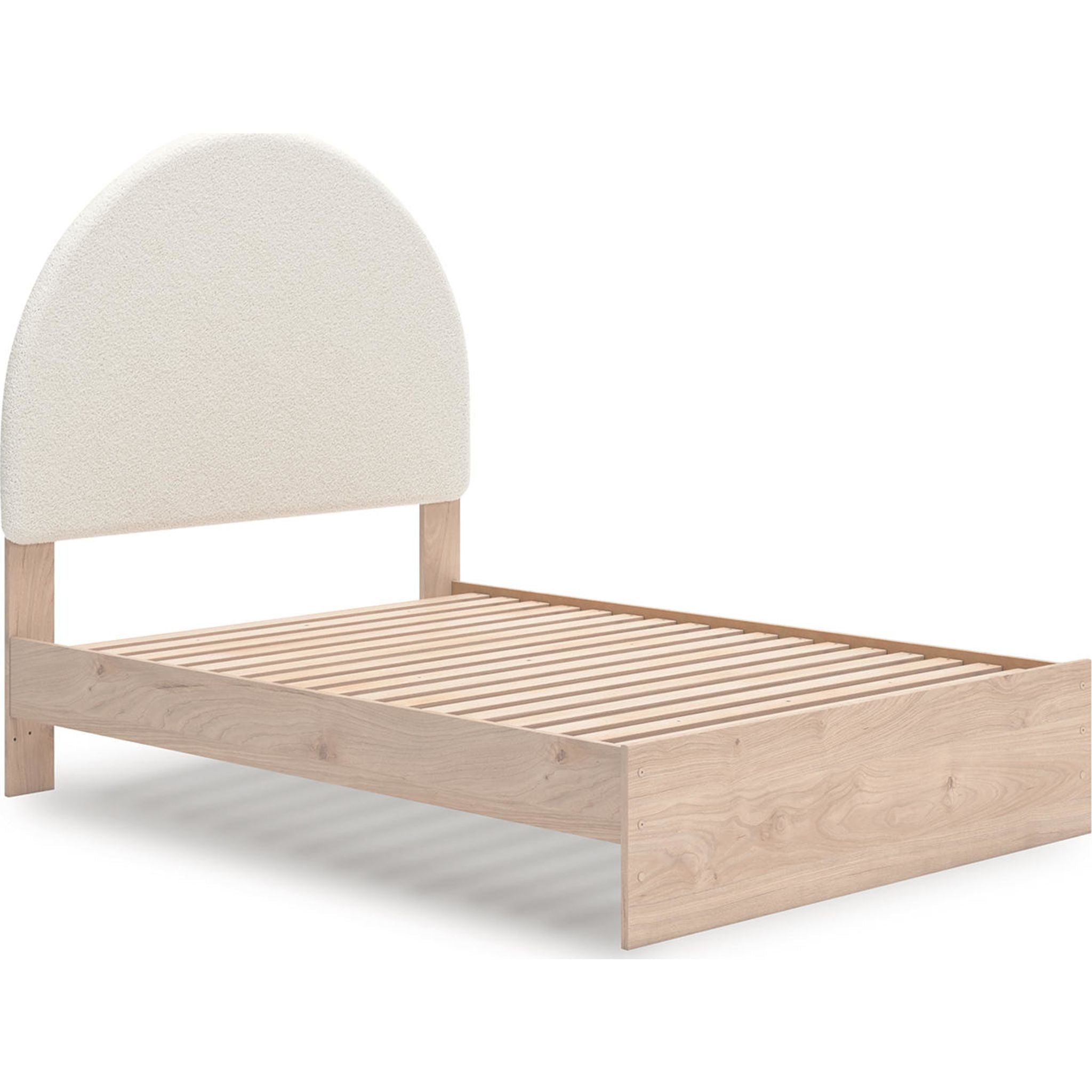 Arloster Modern Platform Bed Frame - Queen Size, Tan & White Wooden Slat Support - Perfect for Bedroom, Guest Room, or Studio Apartment