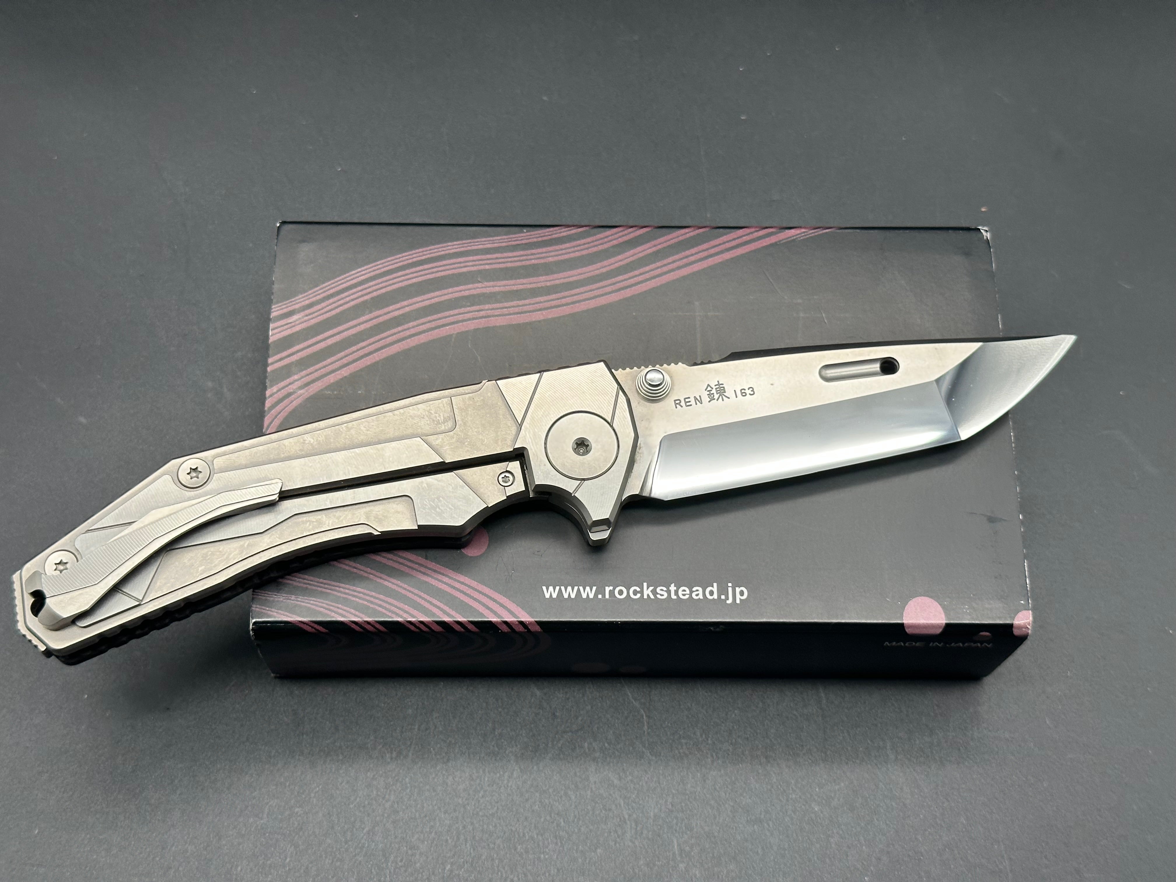 Rockstead Ren ZDP-189 Mirror Finished Tanto Folding Knife - Ultra Sharp Japanese Steel Blade for EDC, Outdoor, and Tactical Use